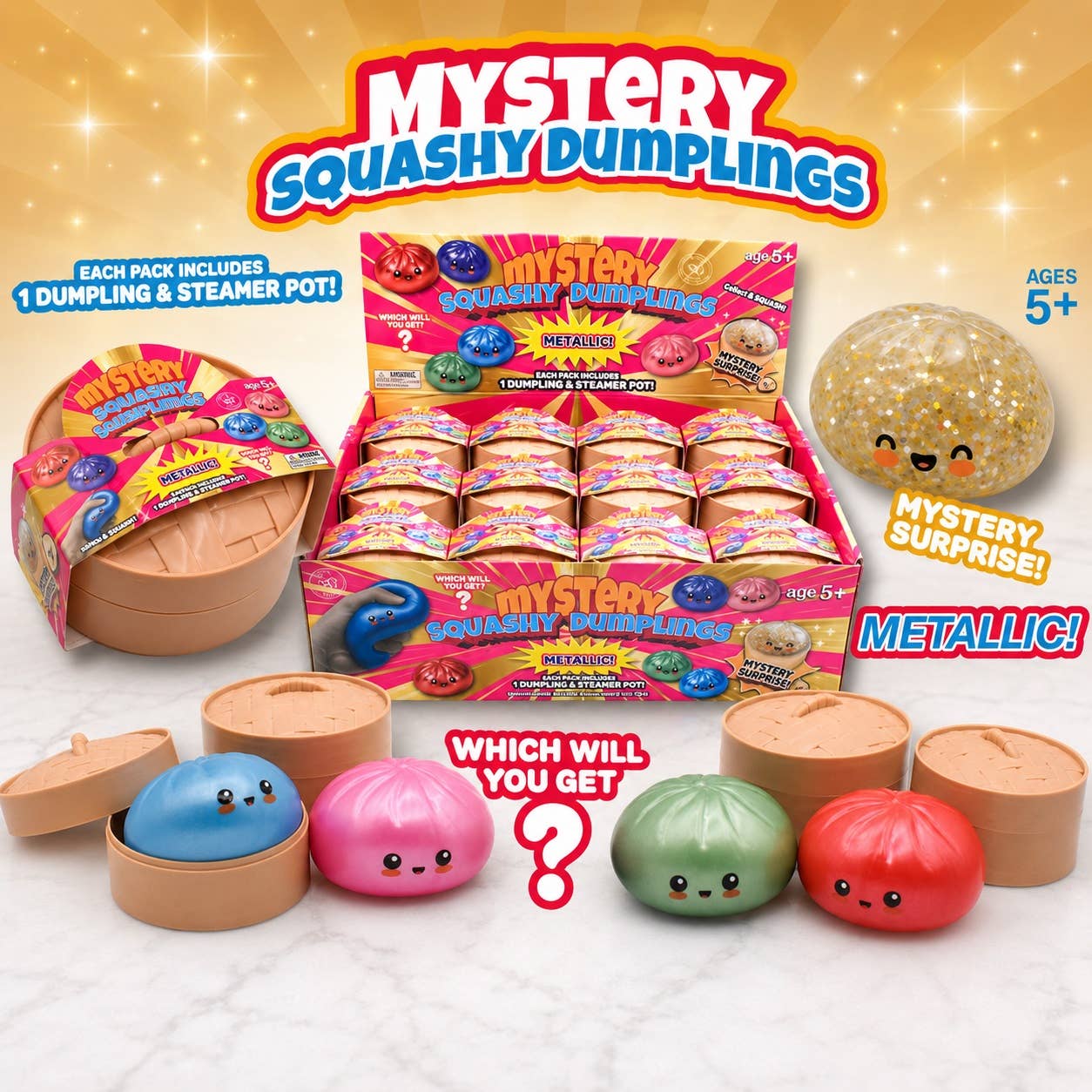 Metallic Dumpling Squishies-4 Inch