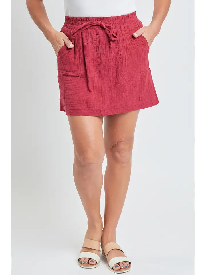 Cotton Gauze Porkchop & Cargo Pocket Skort (missy)