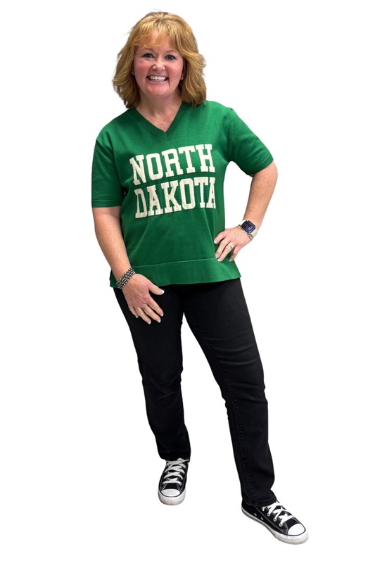 North Dakota V-Neck Short Sleeve Sweater