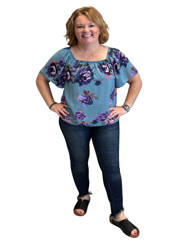 Lightweight Floral Top with Short Sleeves