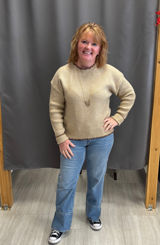 Blanket Stitch Crop Sweater