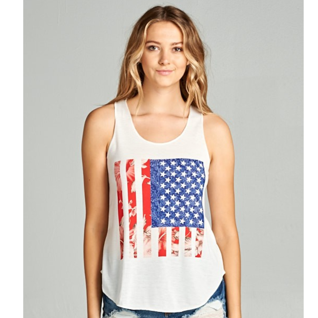 American Flag Tank Top (White)