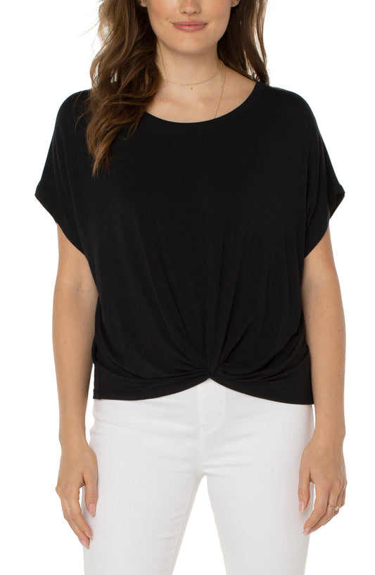 Liverpool Twist Front Dolman Modal Knit Tee (solids) (petite & plus size available)