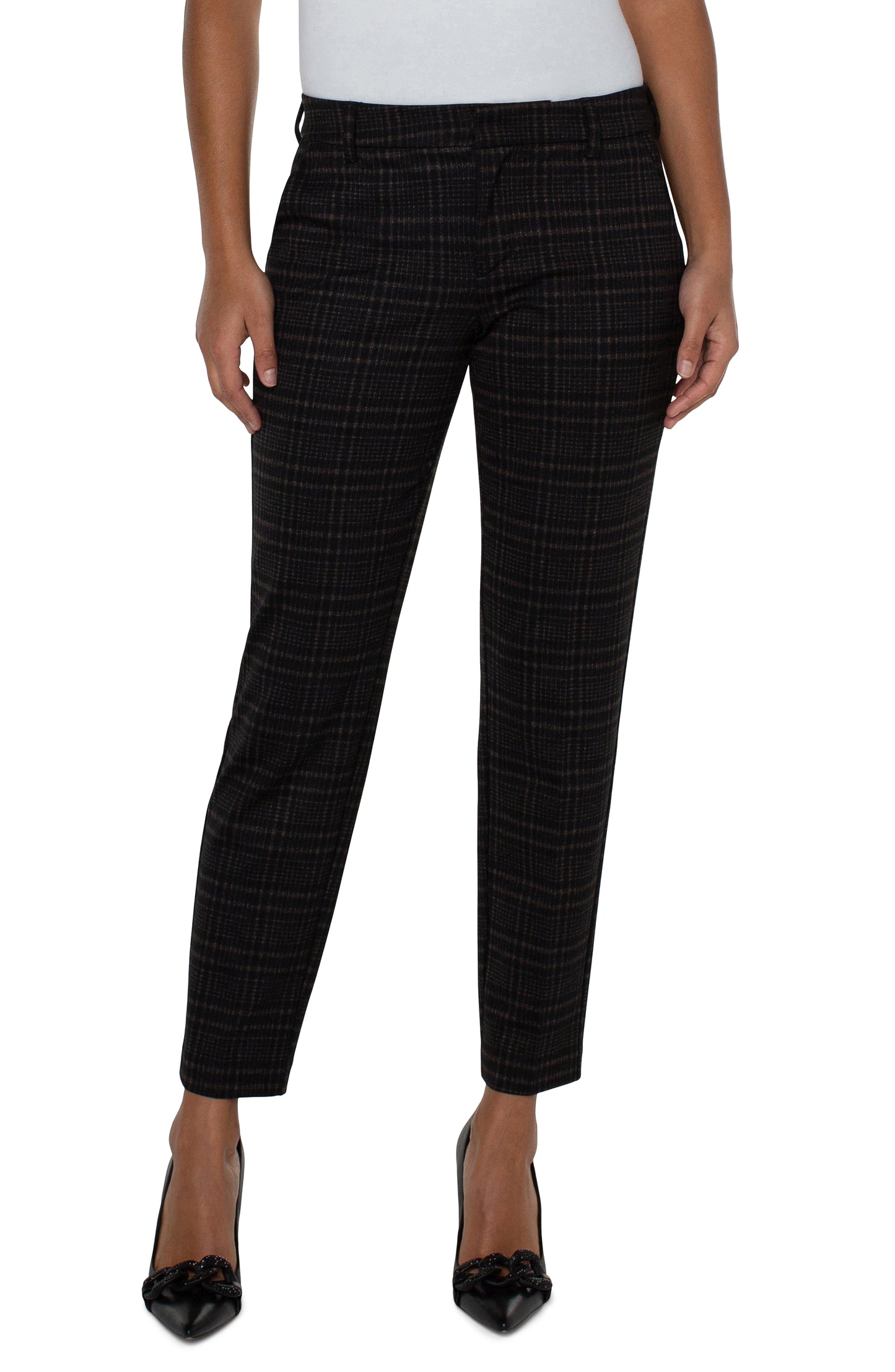 Liverpool Kelsey Trouser (black/mocha tartan plaid)