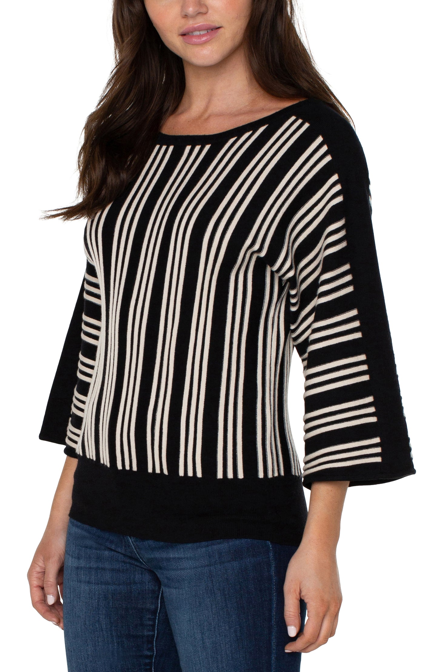 Liverpool 3/4 Length Dohlman w/Vertical Stripe Detail (Black/Ecru Stripe)