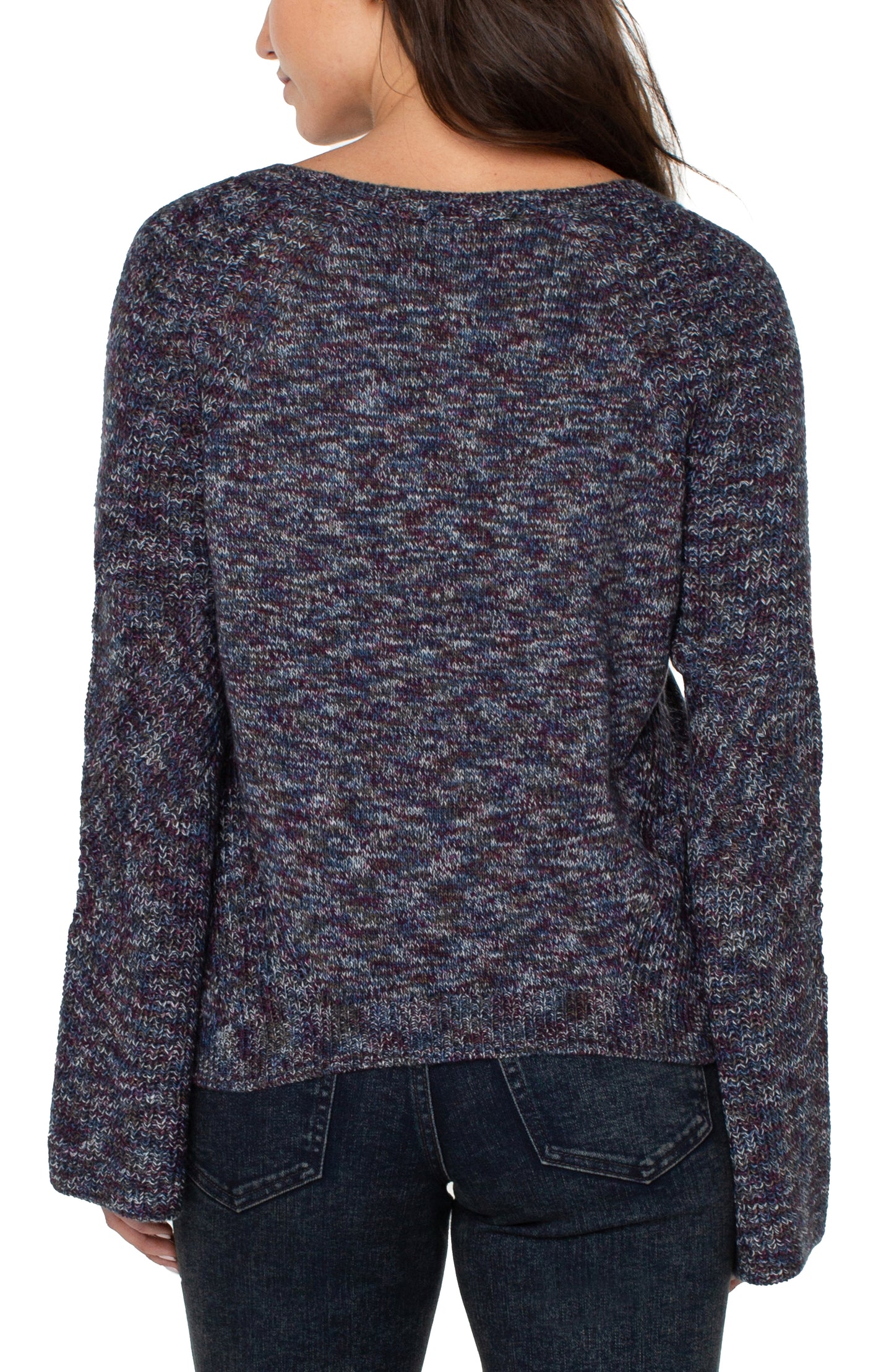 Liverpool Long Sleeve Sweater w/Cable Stitch Sleeve Detail (Starry Night Maril)