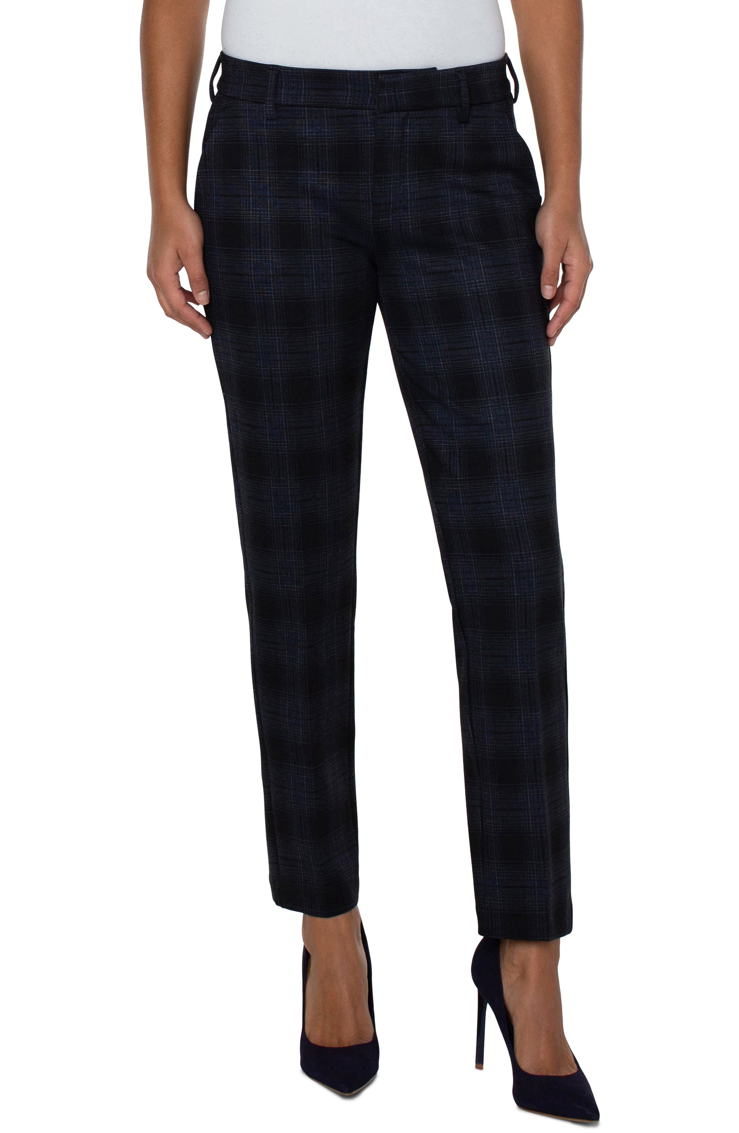 Liverpool Kelsey Trouser (black dark slate tartan plaid)