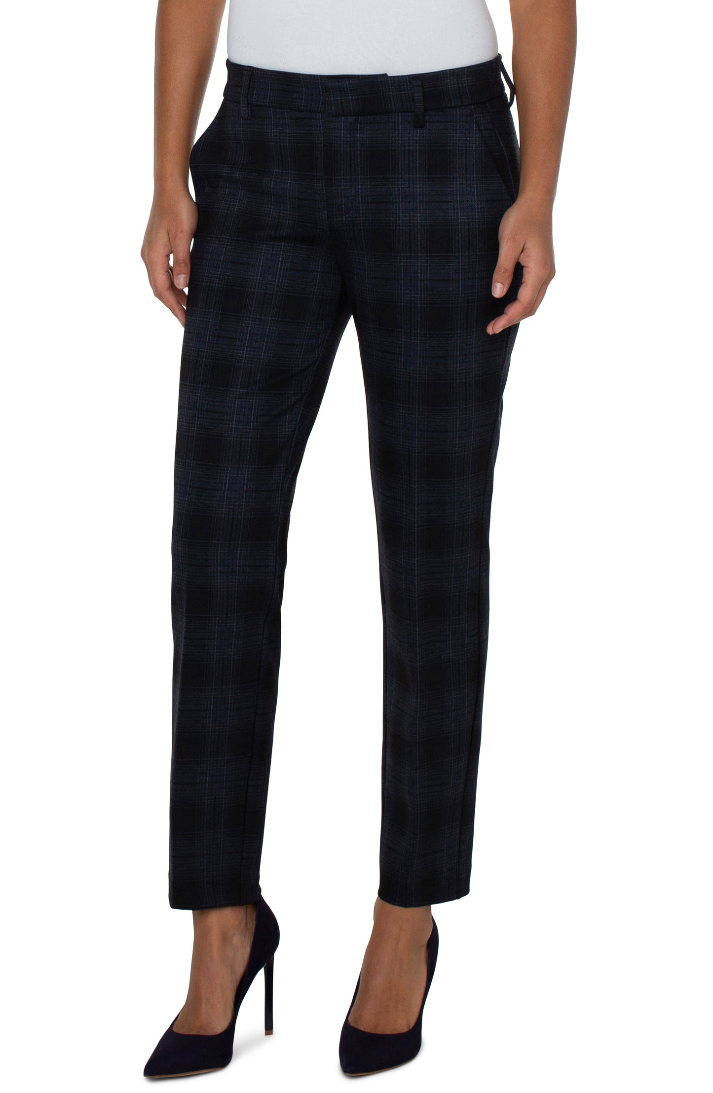 Liverpool Kelsey Trouser (black dark slate tartan plaid)