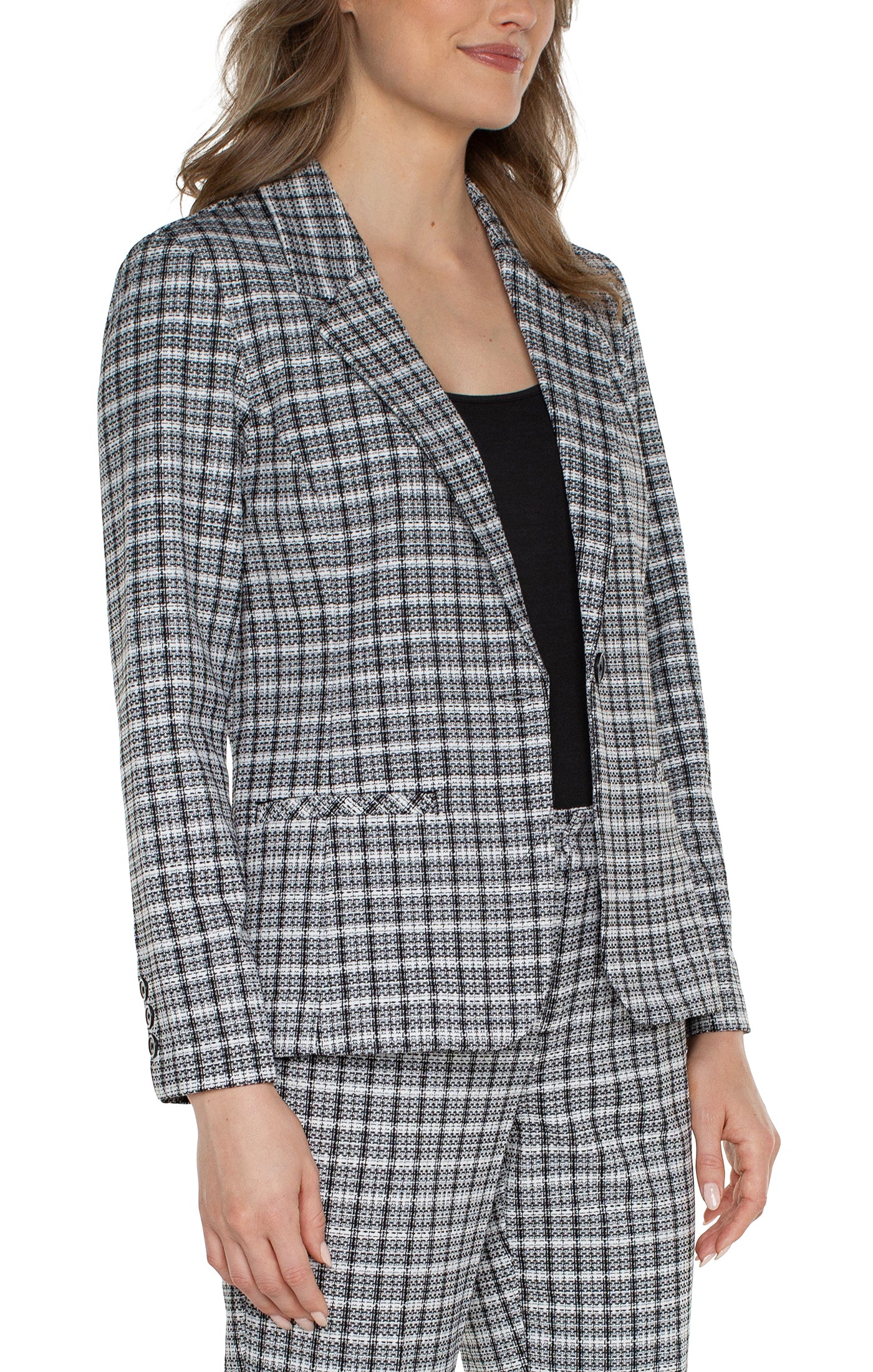 Liverpool Fitted Blazer (Black and White Plaid)