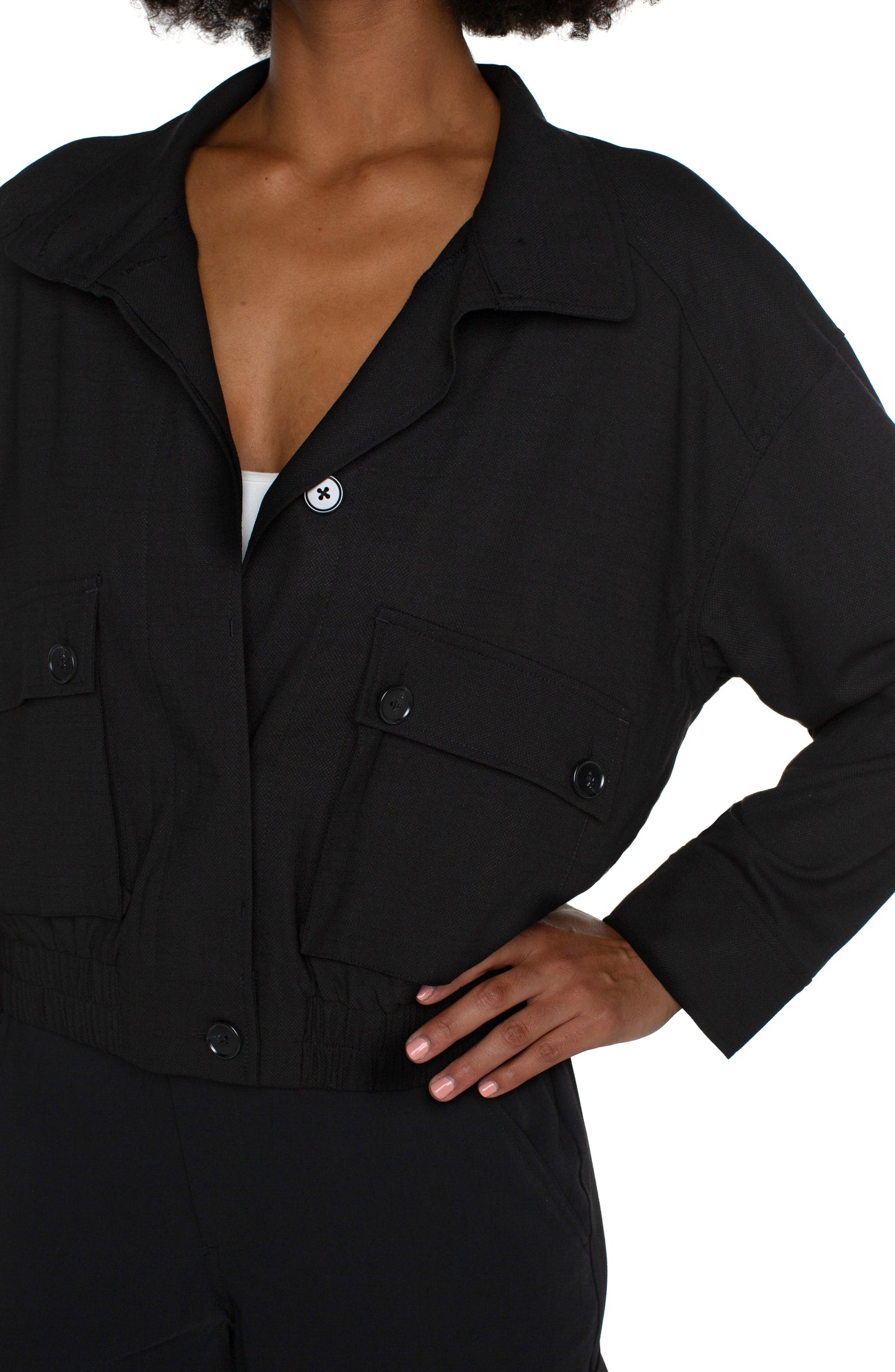 Liverpool Utility Jacket with Cinch Hem (Black)