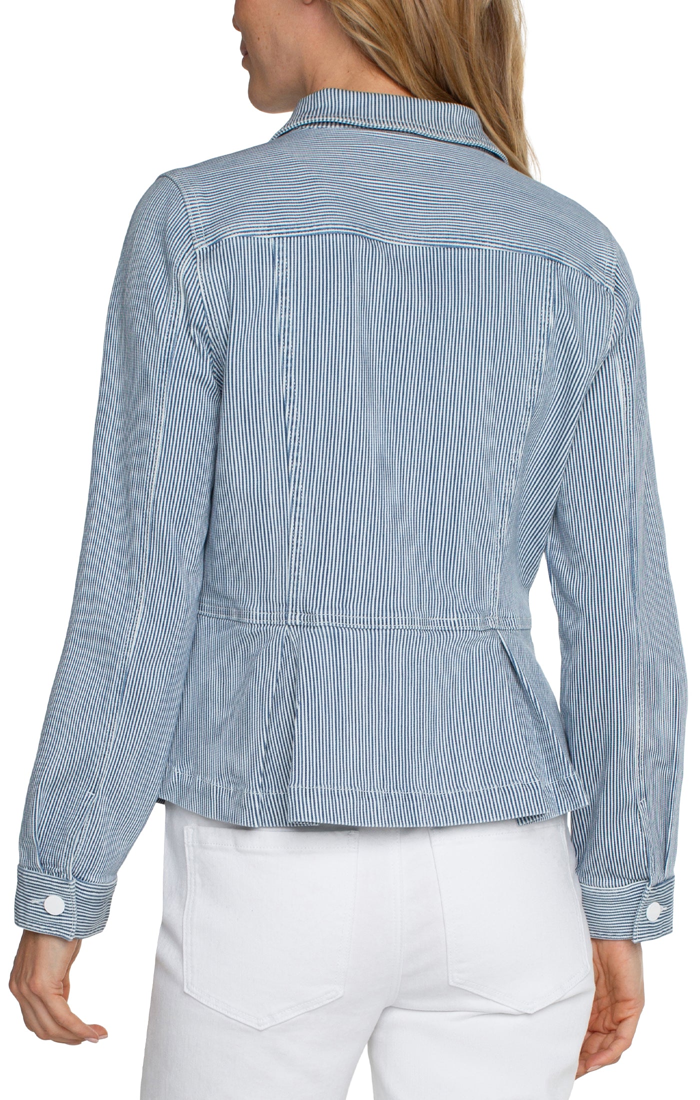 Liverpool Stripe Peplum Jacket (chambray)