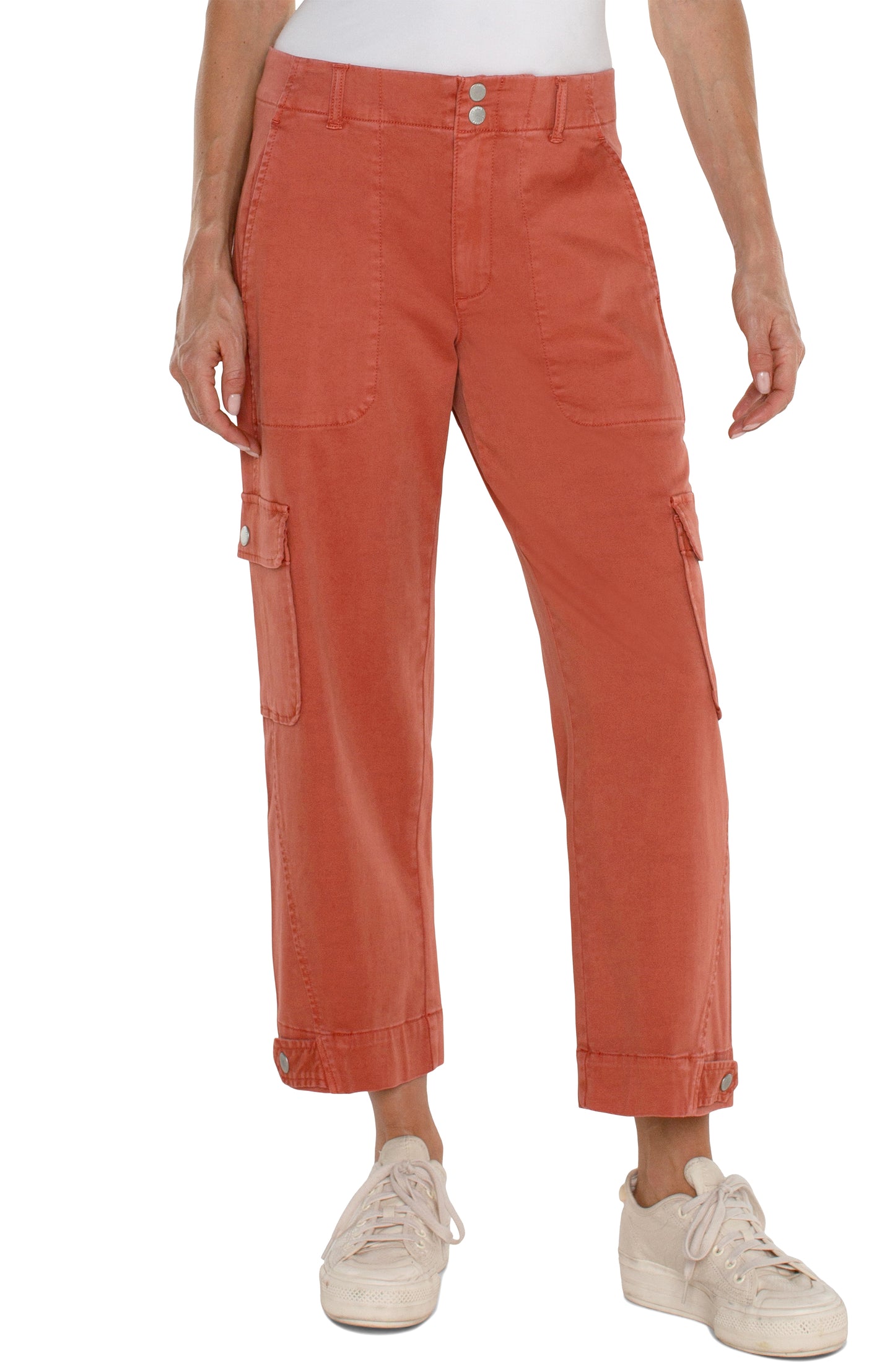 Utility Crop with Tab Hem and Cargo Pockets 26 inch inseam (Terracotta)