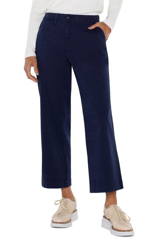 Liverpool Wide Leg Crop Trouser w/ Flap Pockets 27in Inseam (Lapis Ink)