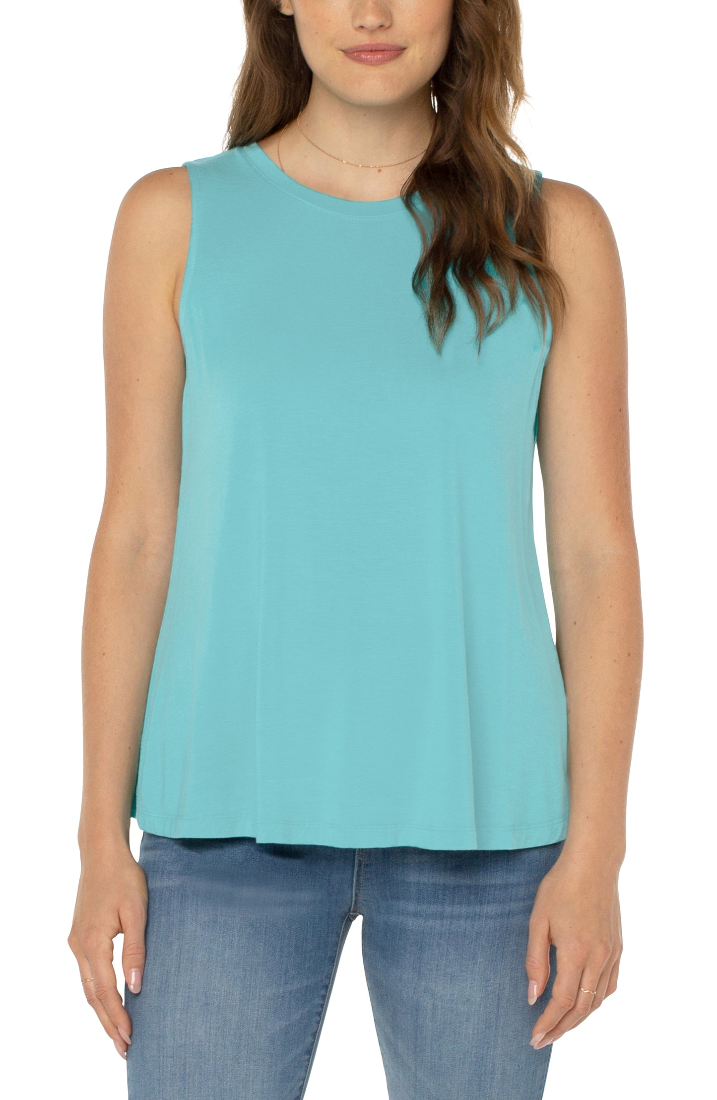 Liverpool Sleeveless Scoop Neck Tank (Turquoise Tide)