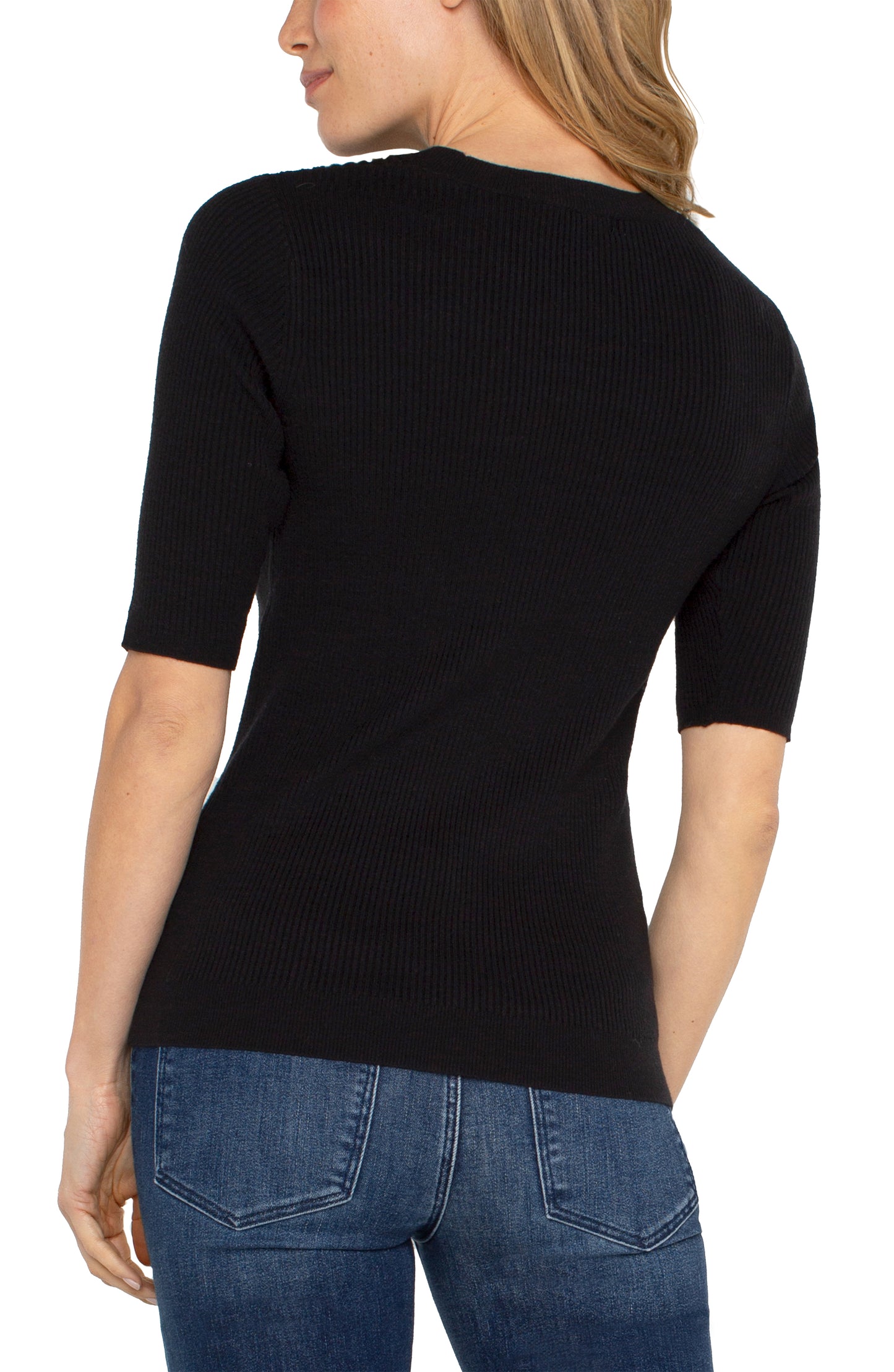 Liverpool Elbow Sleeve Crew Neck Sweater (Black)