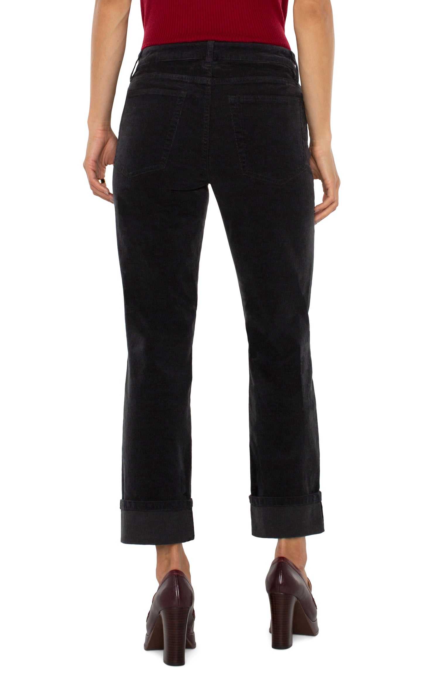 Liverpool Corduroy Marley Girlfriend Cuffed 27"/30" inseam (Onyx)