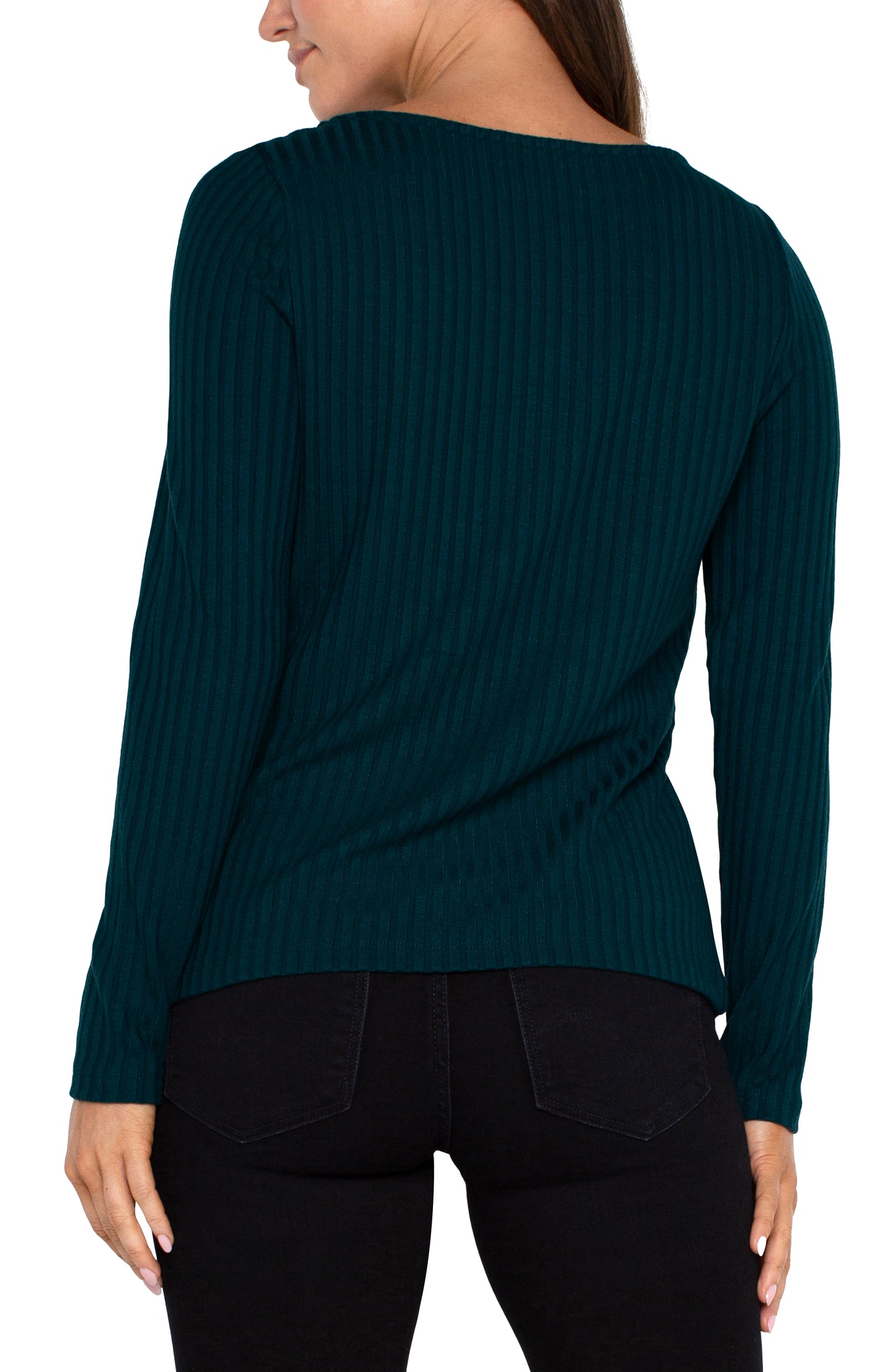 Liverpool Long Sleeve Boat Neck Knit Top (Dark Forest)