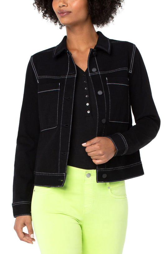 Liverpool Utility Trucker with Contrast Stitch (City Black)