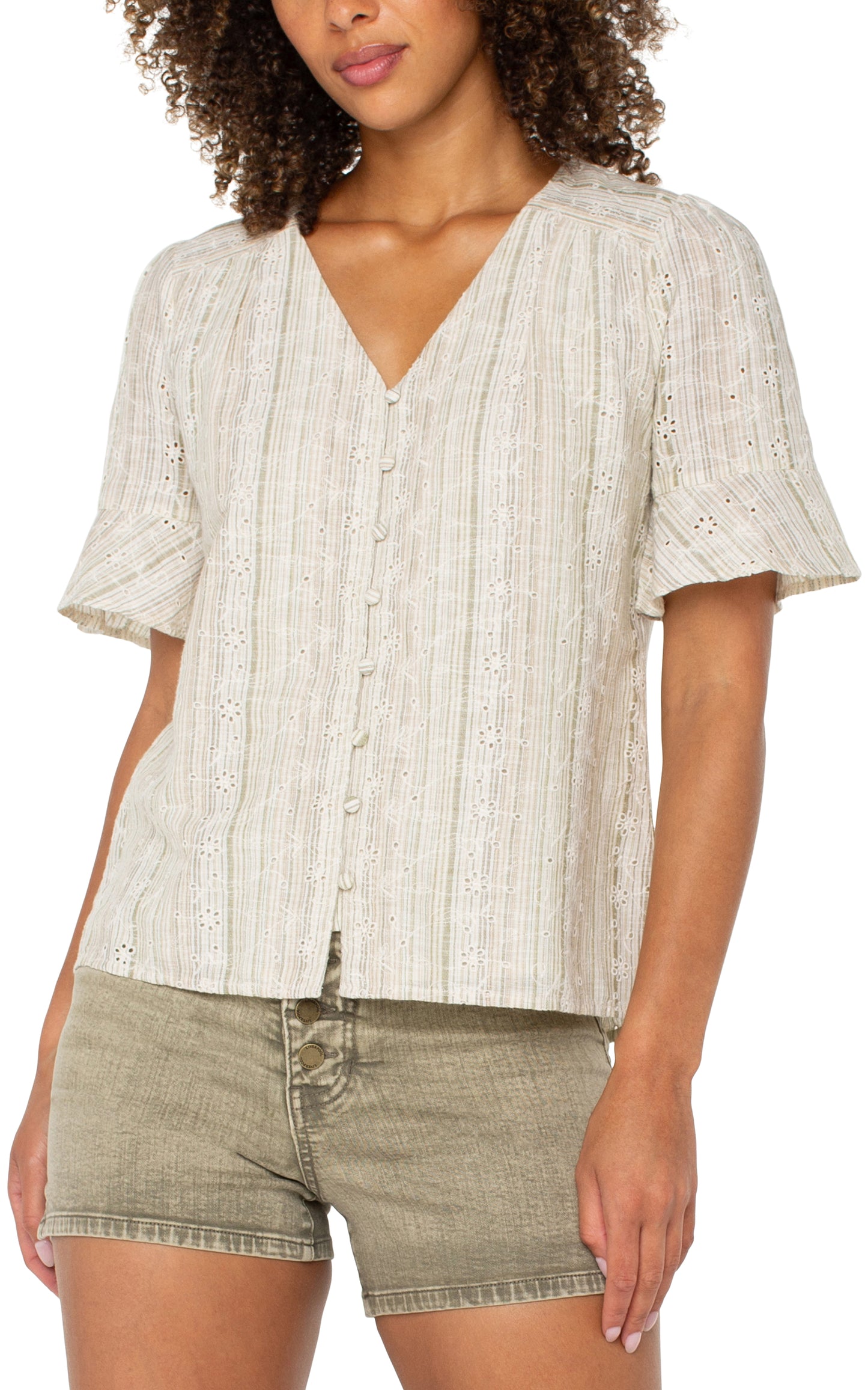 Liverpool Short Sleeve Crossover Woven Top