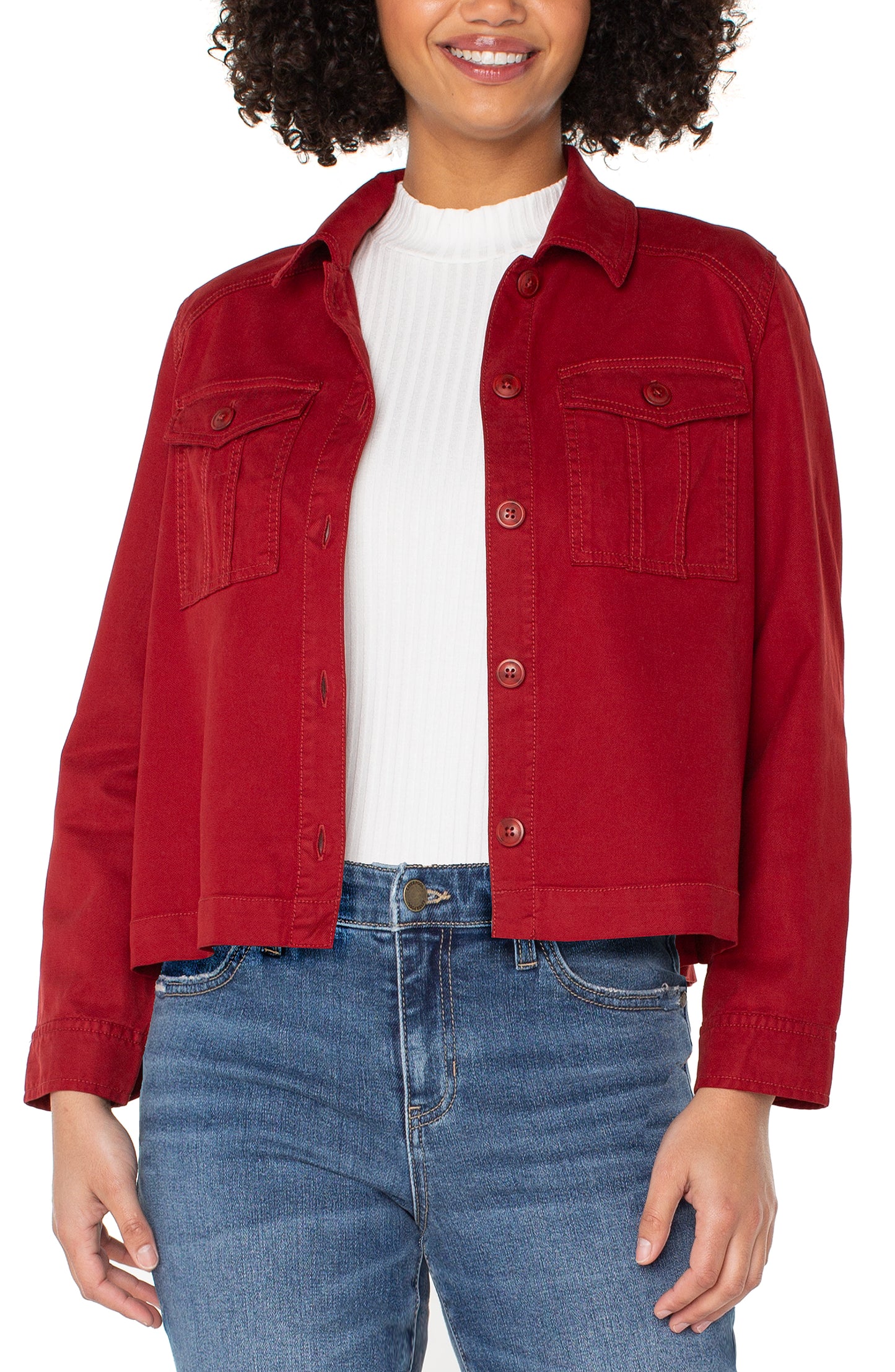 Liverpool Pleat Back Crop Jacket (Maroon Berry)