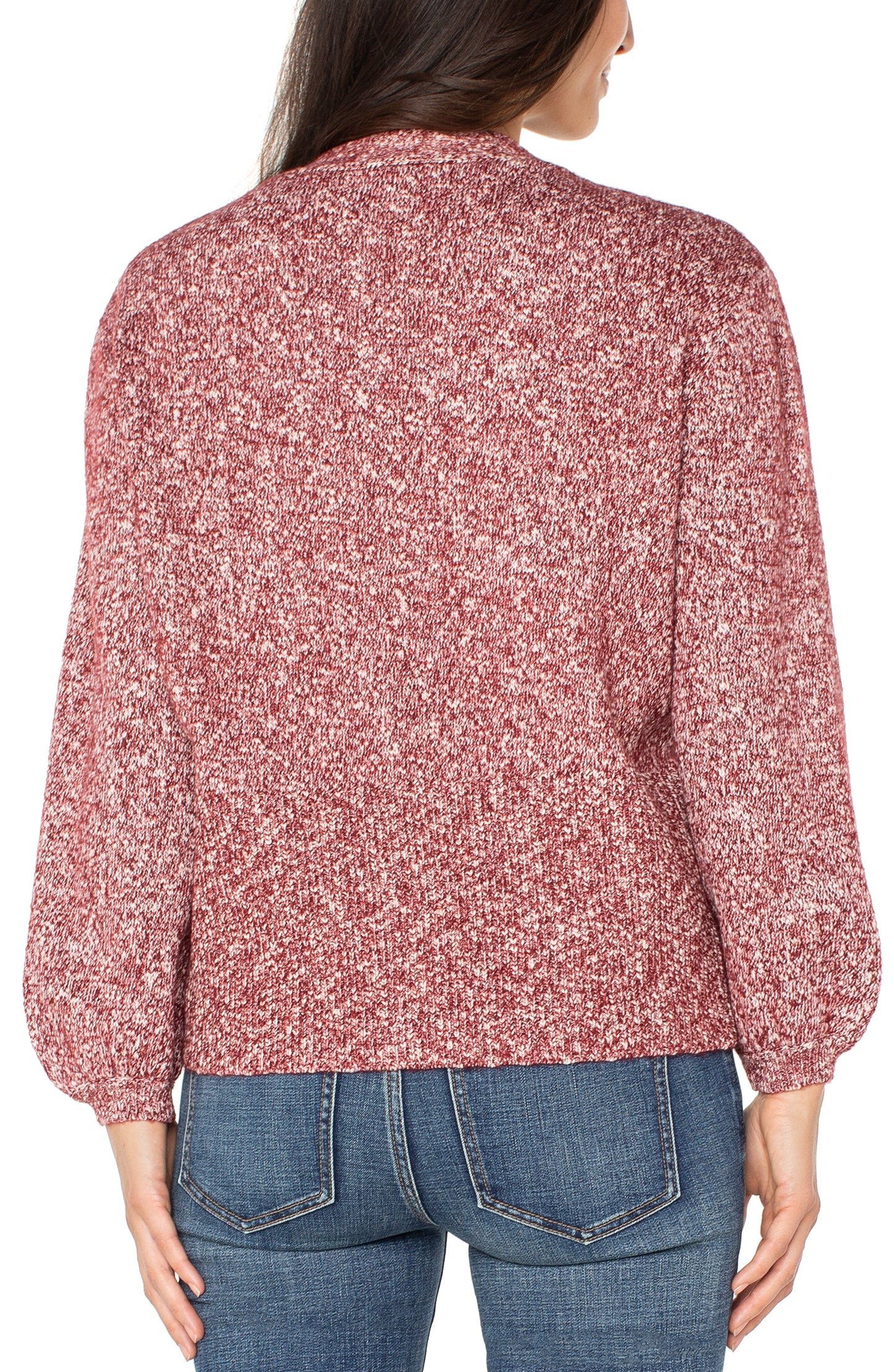 Liverpool Long Sleeve Button Front Cardigan Sweater (Maroon Melange)