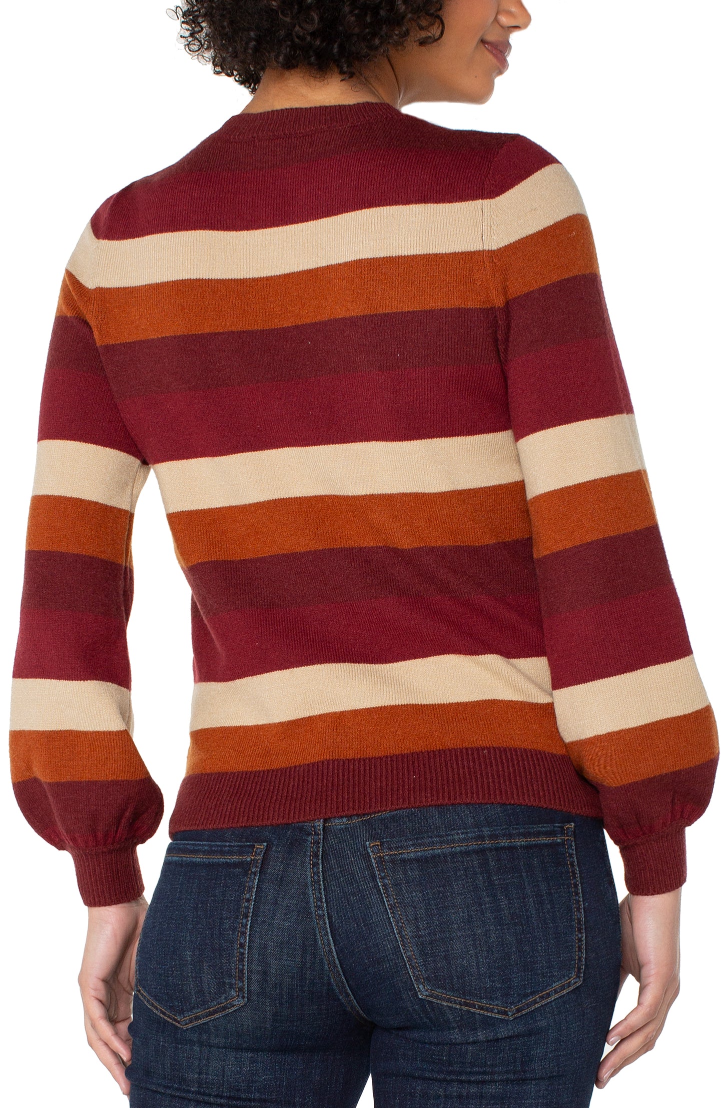 Liverpool Long Sleeve Crew Neck Sweater (Burgundy Multi Stripe)