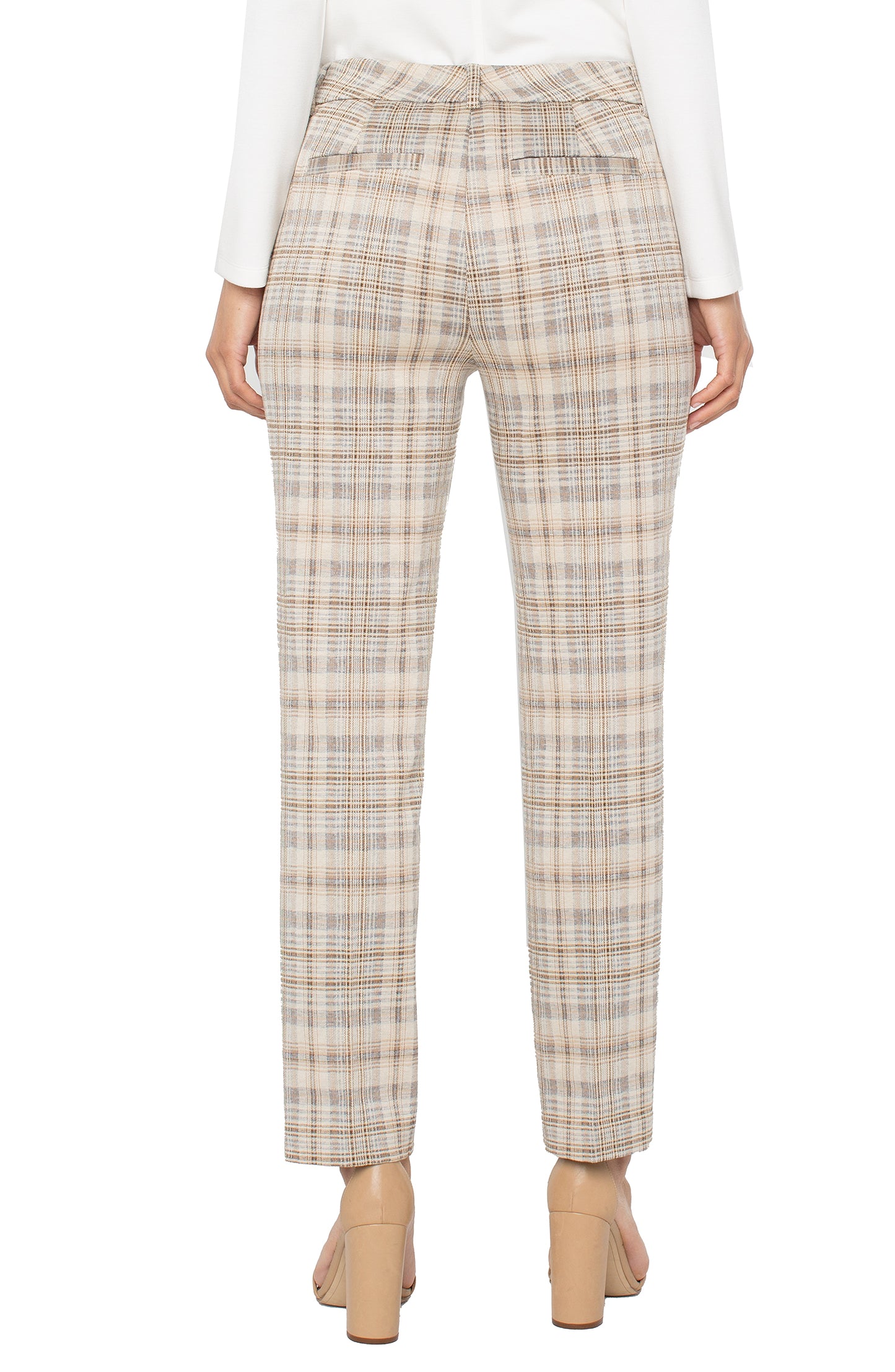 Liverpool High Rise Kelsey Trouser (Khaki Cream Campbell Plaid)