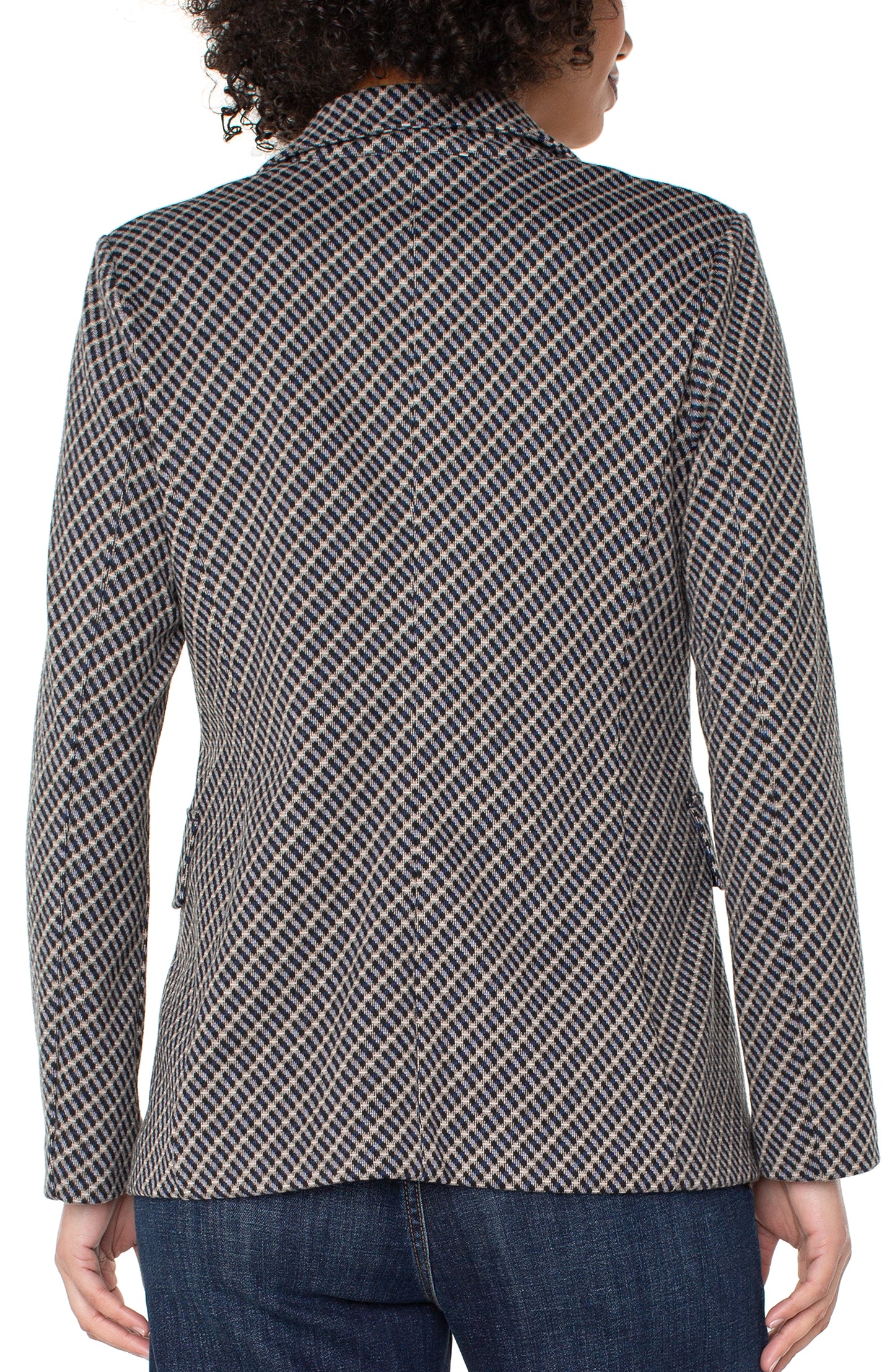 Liverpool Faux Double Breasted Blazer (Navy Toffee Modern Check)