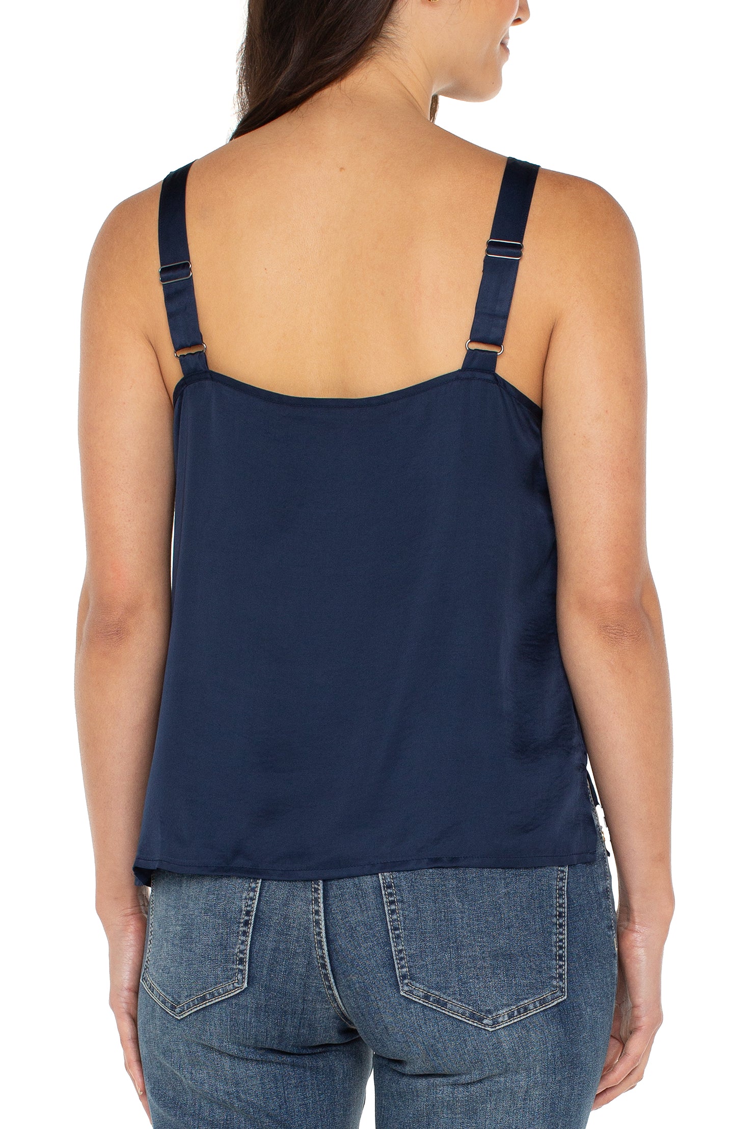 Liverpool Woven Tank with Lace Trim (Dark Navy)