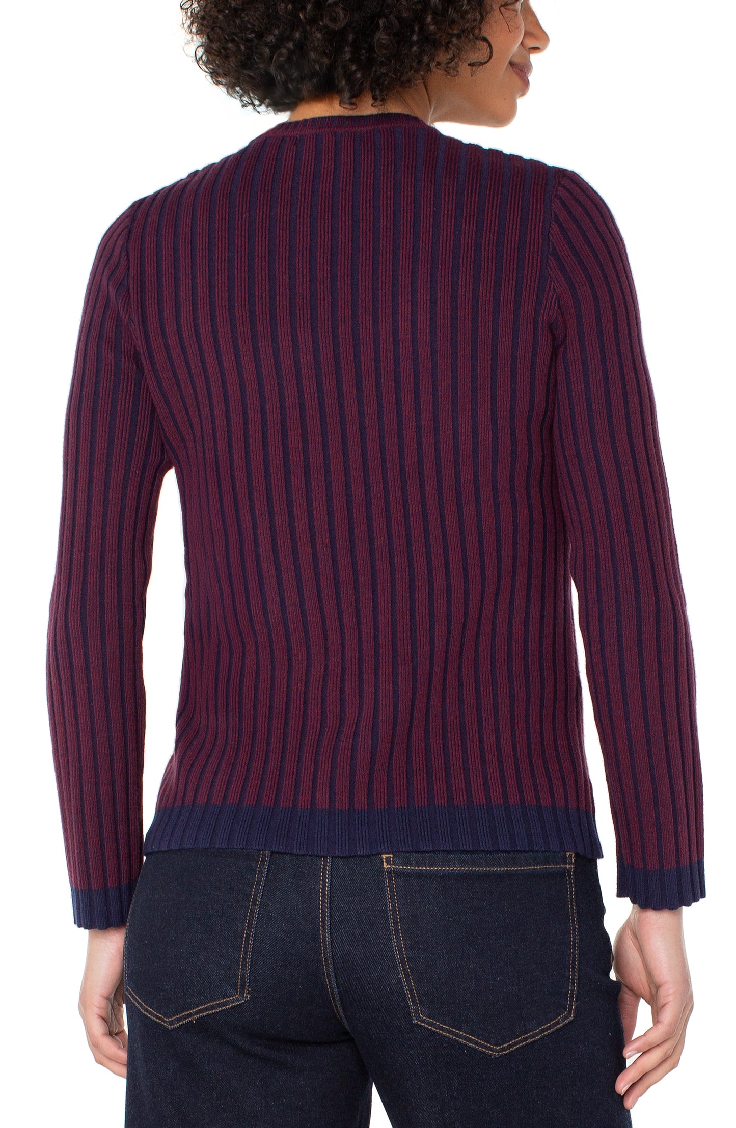 Liverpool Long Sleeve Crew Neck Ribbed Sweater (Cabernet Red Navy)