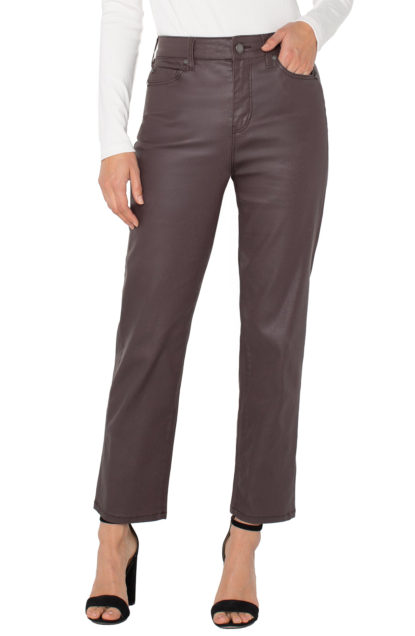 Liverpool Kennedy High Rise Crop Straight (28" inseam) (Raisin)