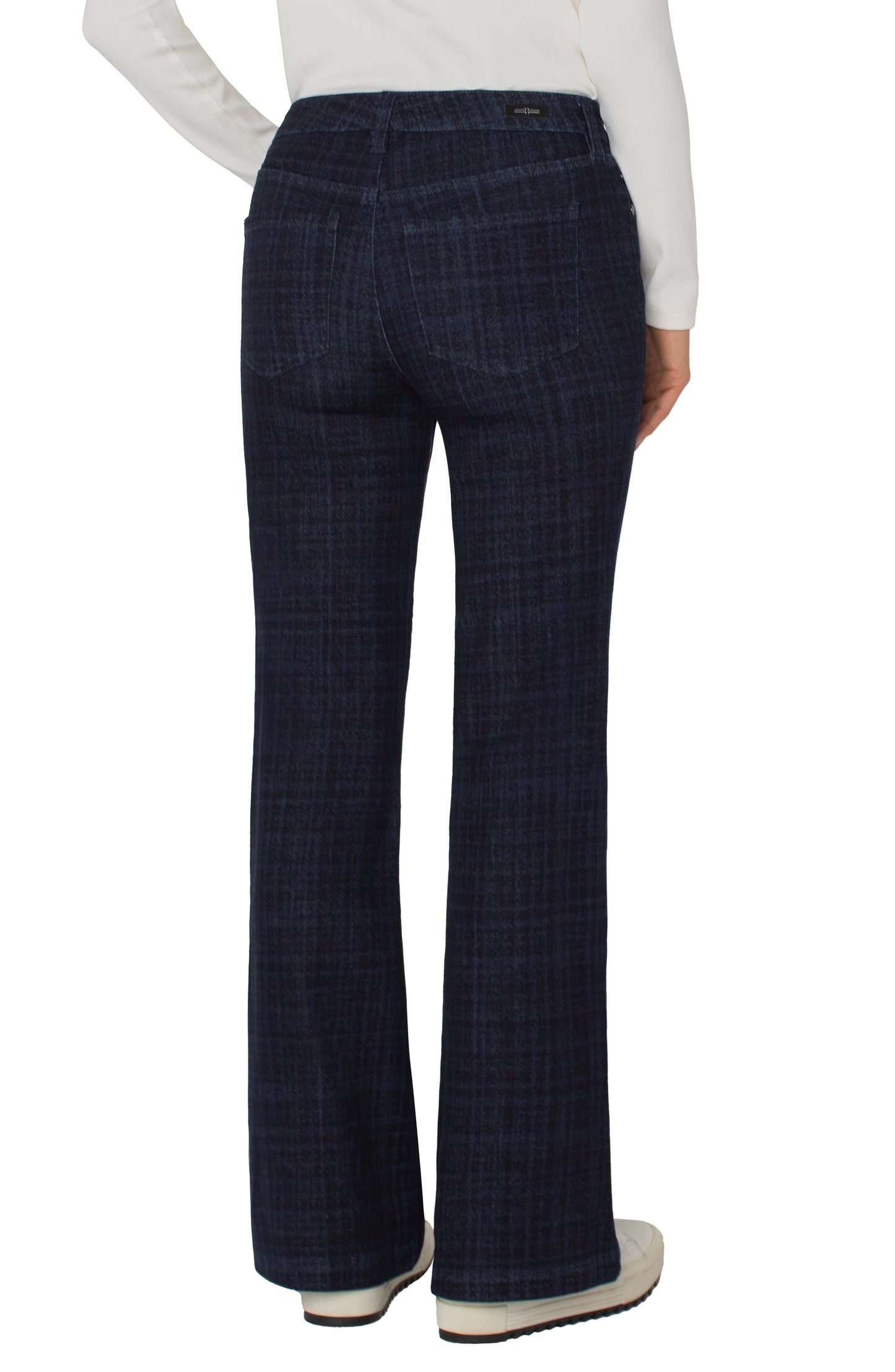 Liverpool Hannah Flare (32" inseam) (Indigo Plaid)