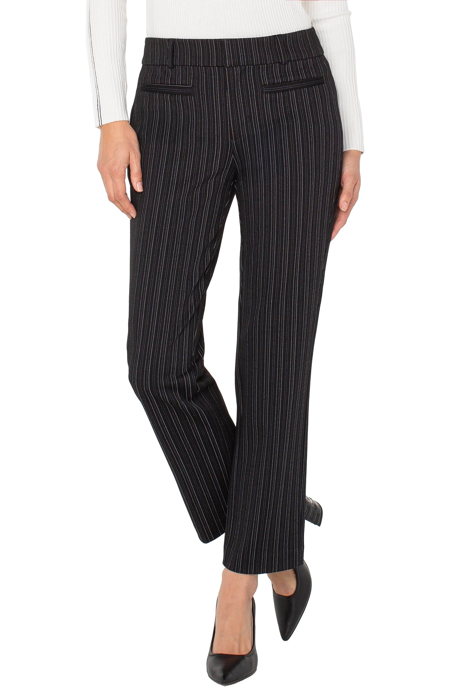 Liverpool Holly Welt Pocket Trouser (28" inseam) (Hint of Navy Stripe)