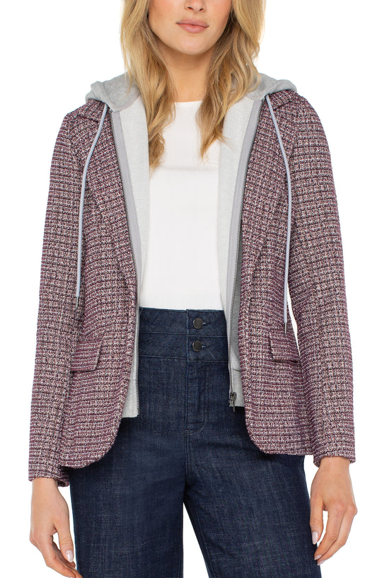 Liverpool Boyfriend Blazer with Removeable Hood (Wine Multi)