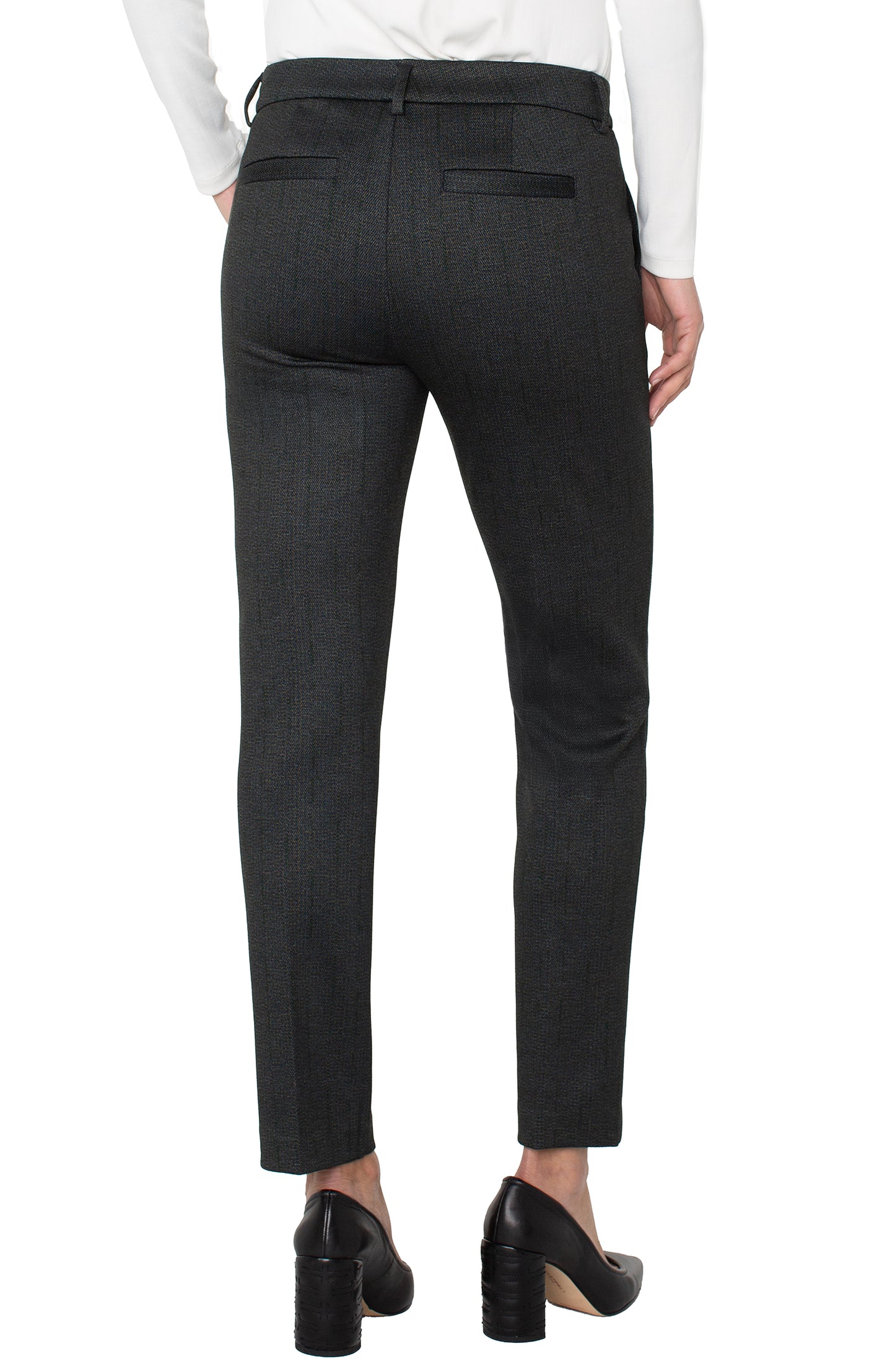 Liverpool Kelsey Trouser (29" inseam) (Smokey Charcoal Herringbone)