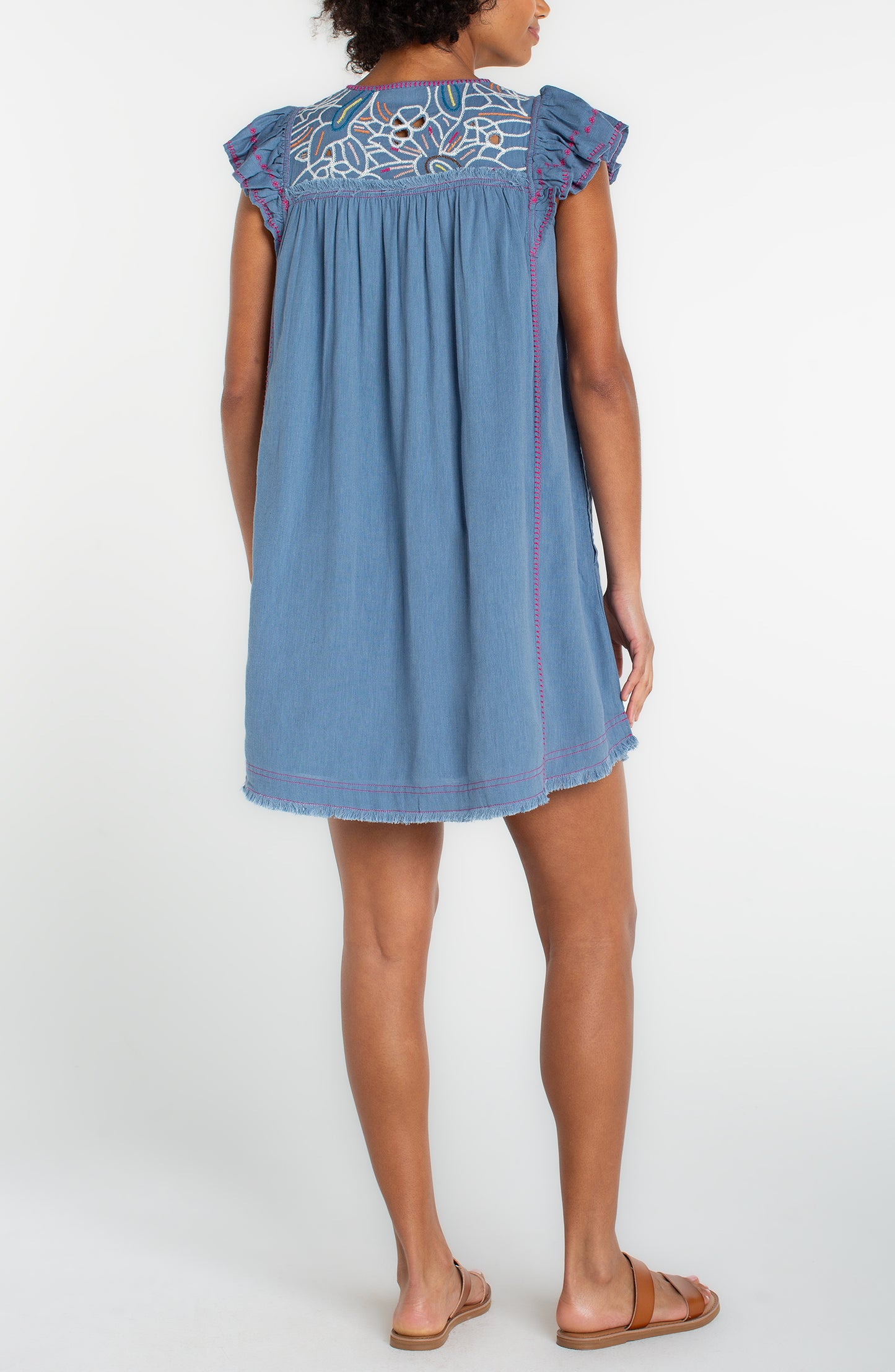 Liverpool Flutter Sleeve V-Neck Woven Dress