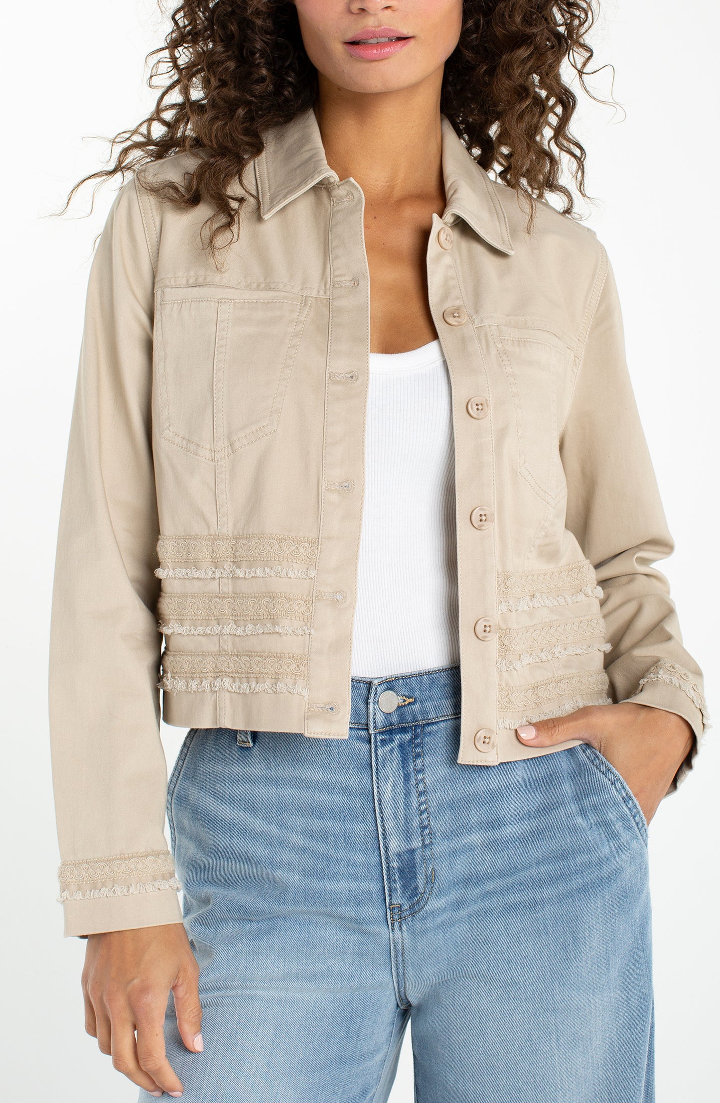 Liverpool Trucker Jacket W/ Fray and Lace