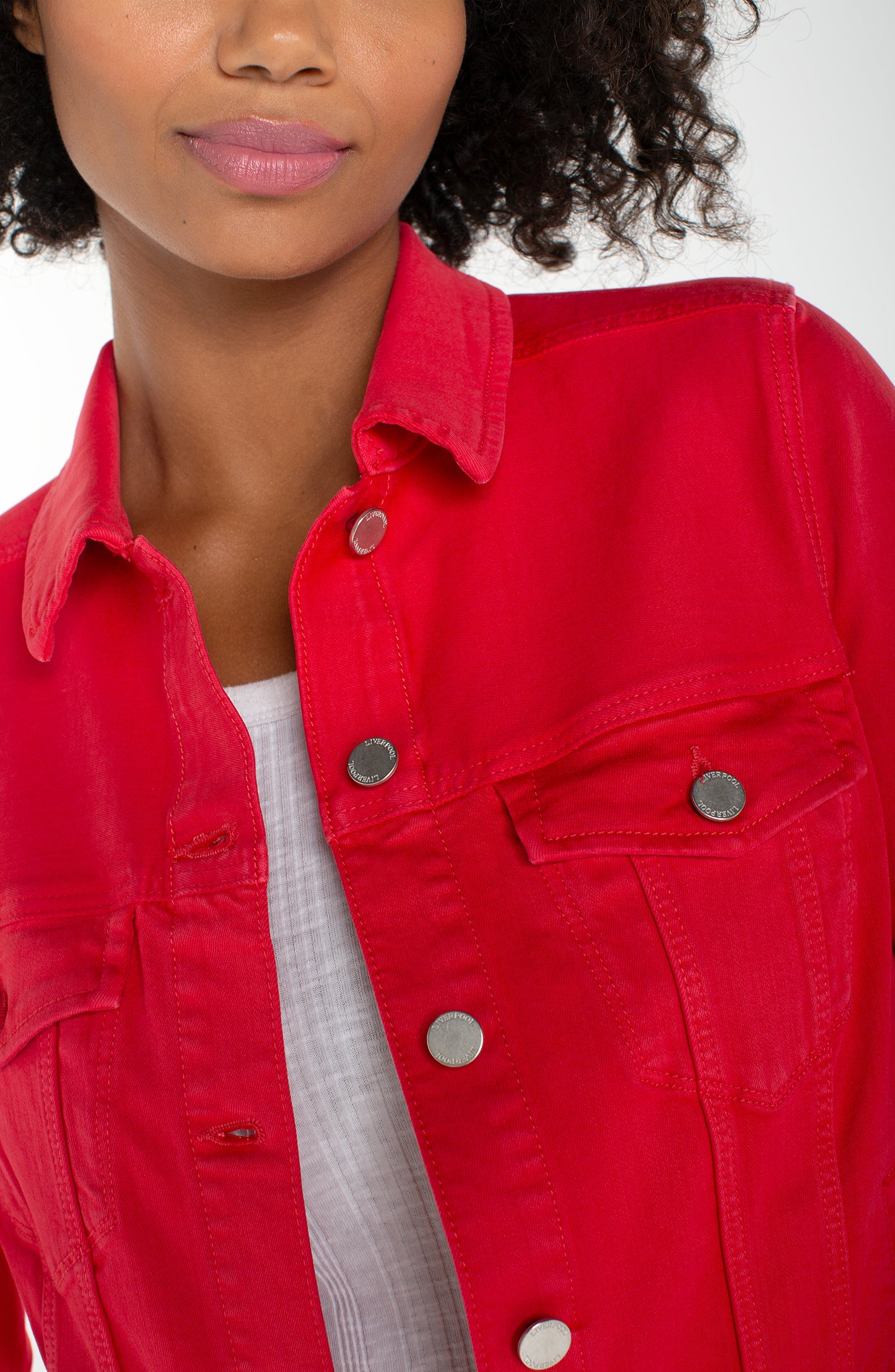 Liverpool Classic Jean Jacket (Cherry Rose)