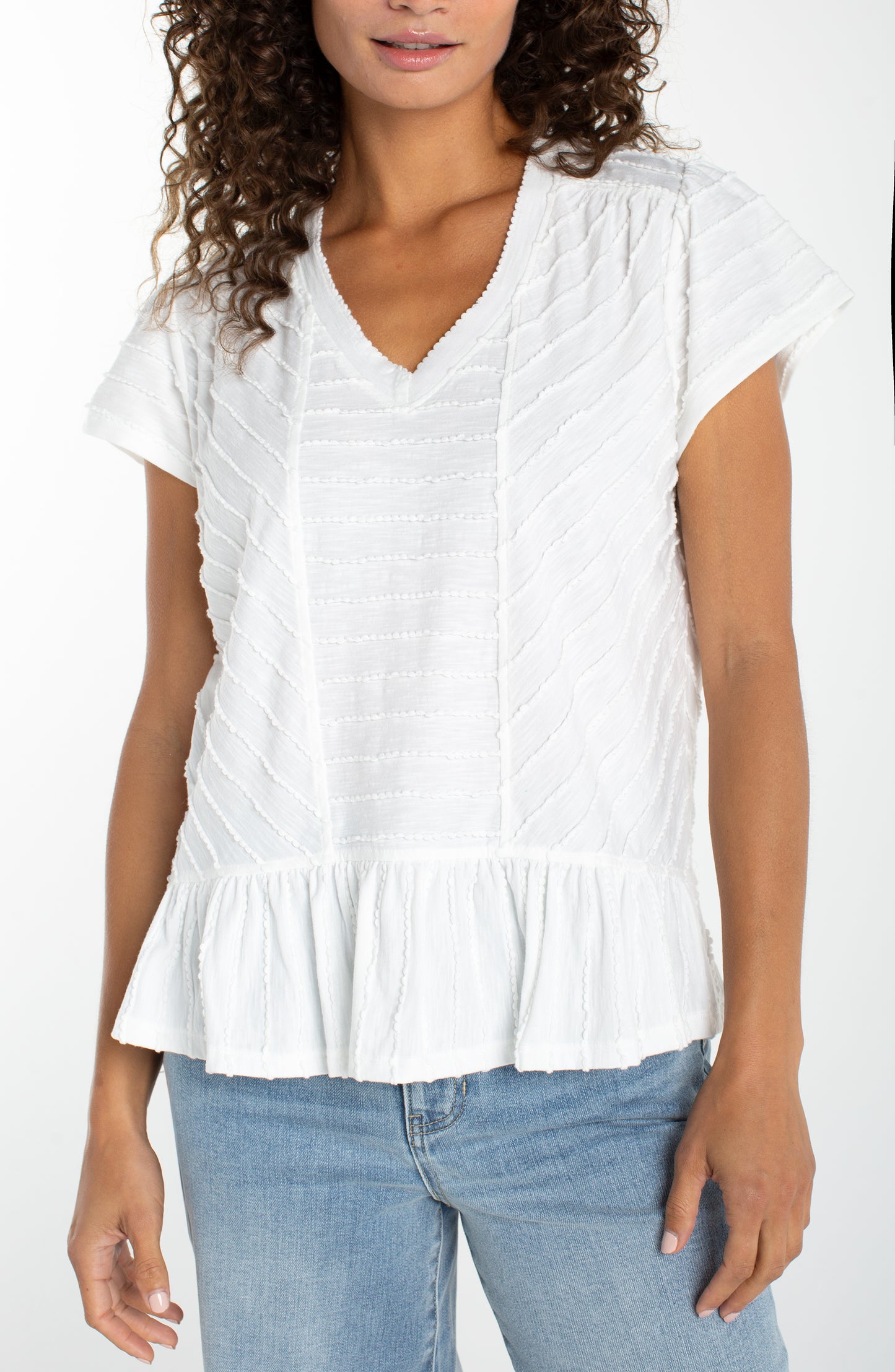 Liverpool Short Sleeve V-Neck Top W/ Milter Detail