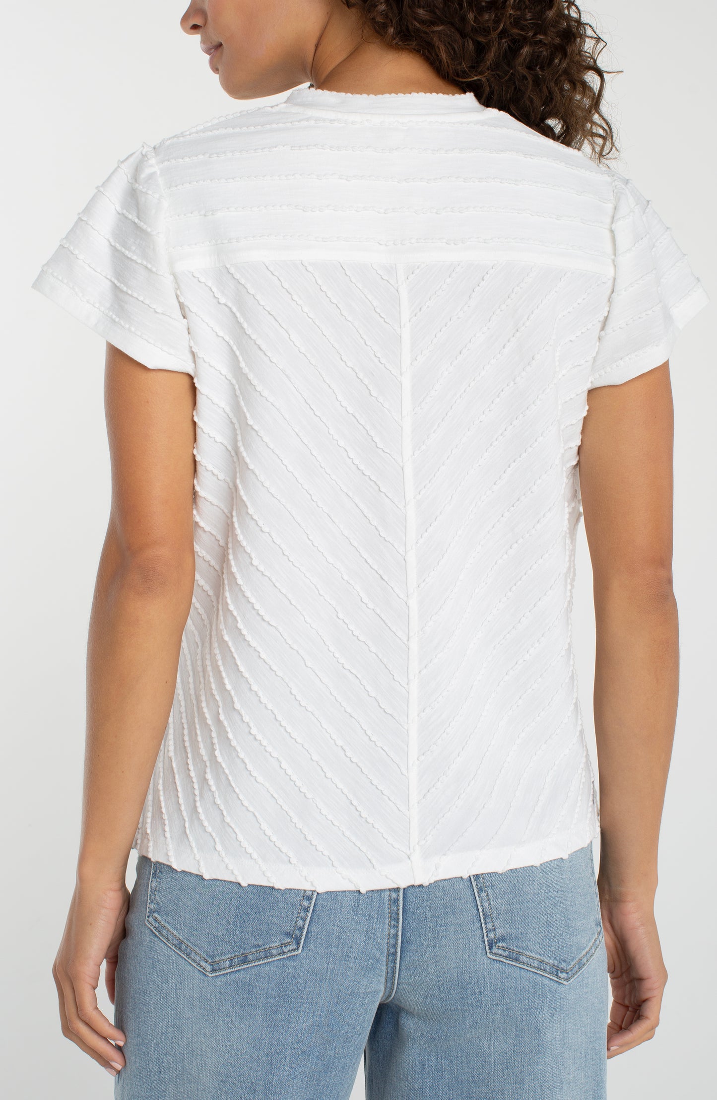 Liverpool Short Sleeve V-Neck Top W/ Milter Detail