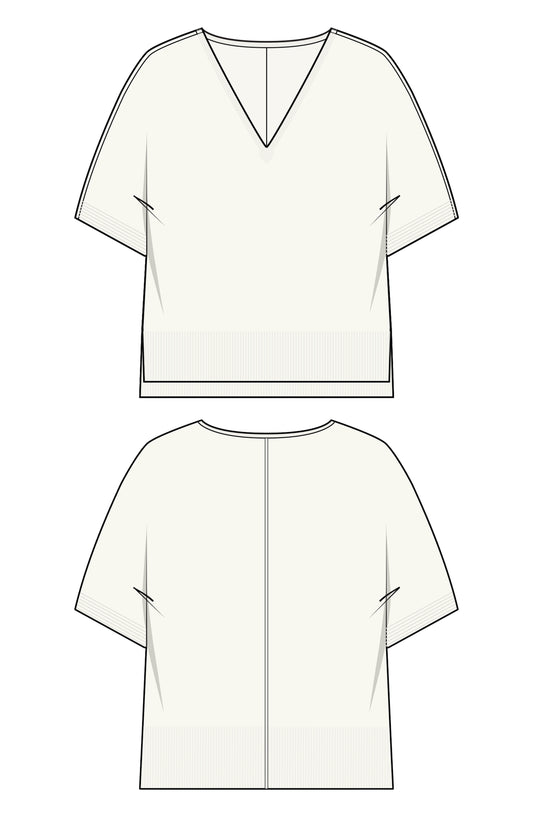 Liverpool Short Sleeve V-Neck Dolman Popover Sweater