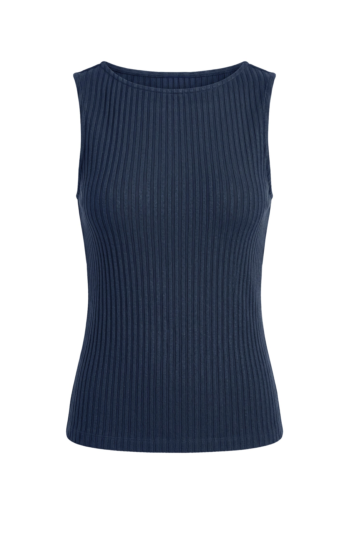 Liverpool Sleeveless High Boatneck Rib Knit Top (Club Navy)