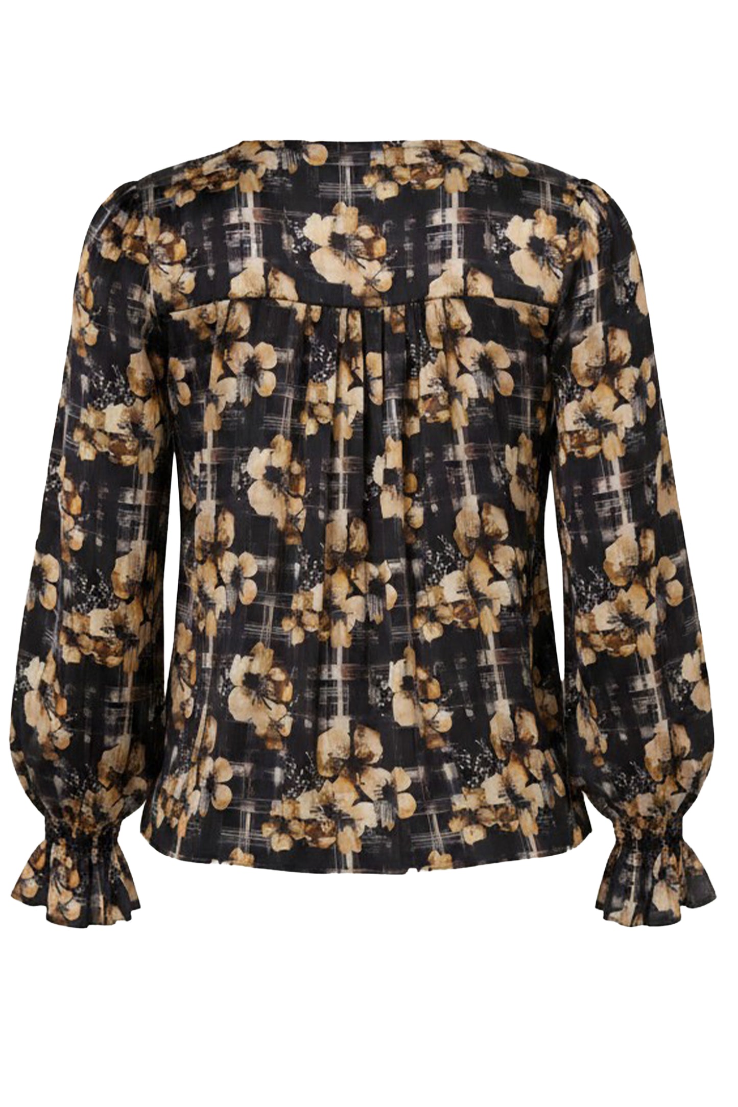 Liverpool Long Sleeve Button Front Woven Top W/ Smocking