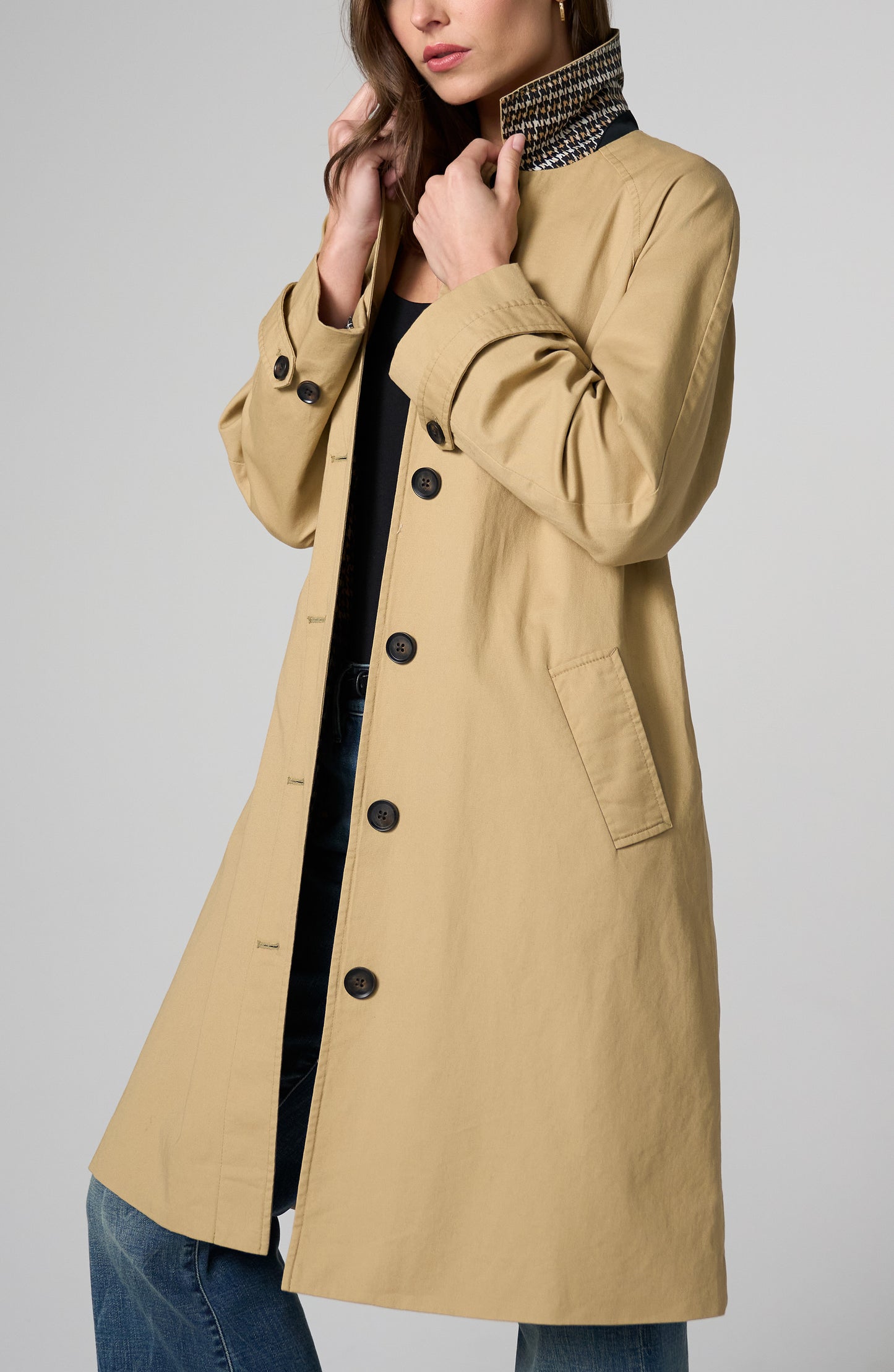 Liverpool Raglan Sleeve Coat W/ Pleat Back