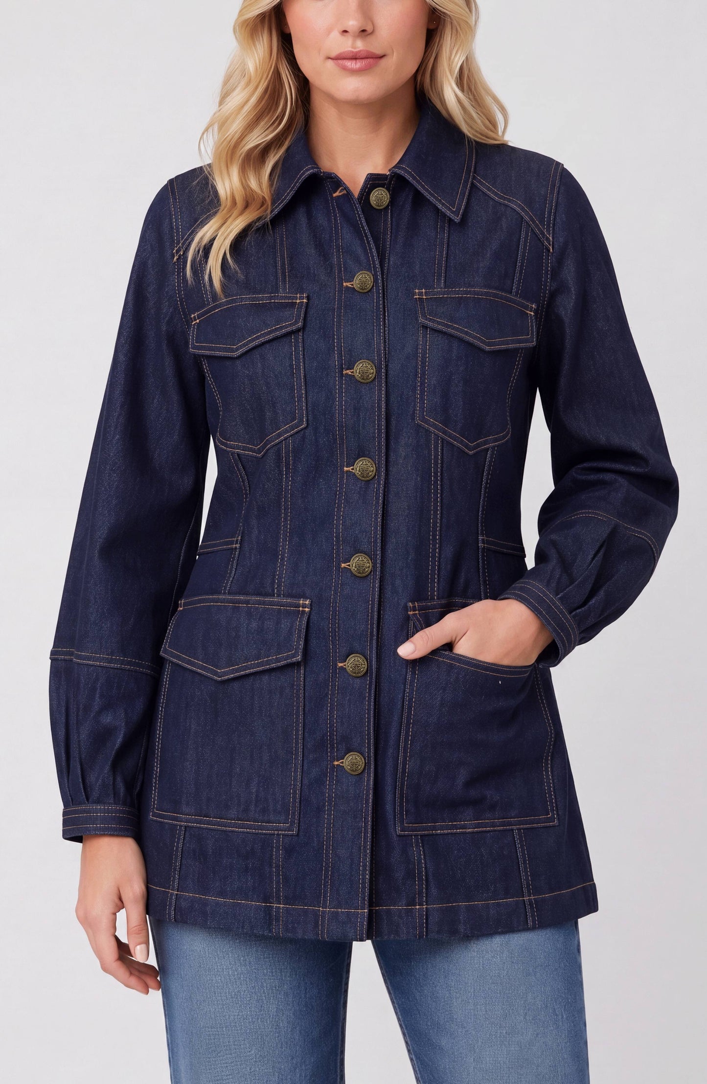 Liverpool Lantern Sleeve Denim Jacket