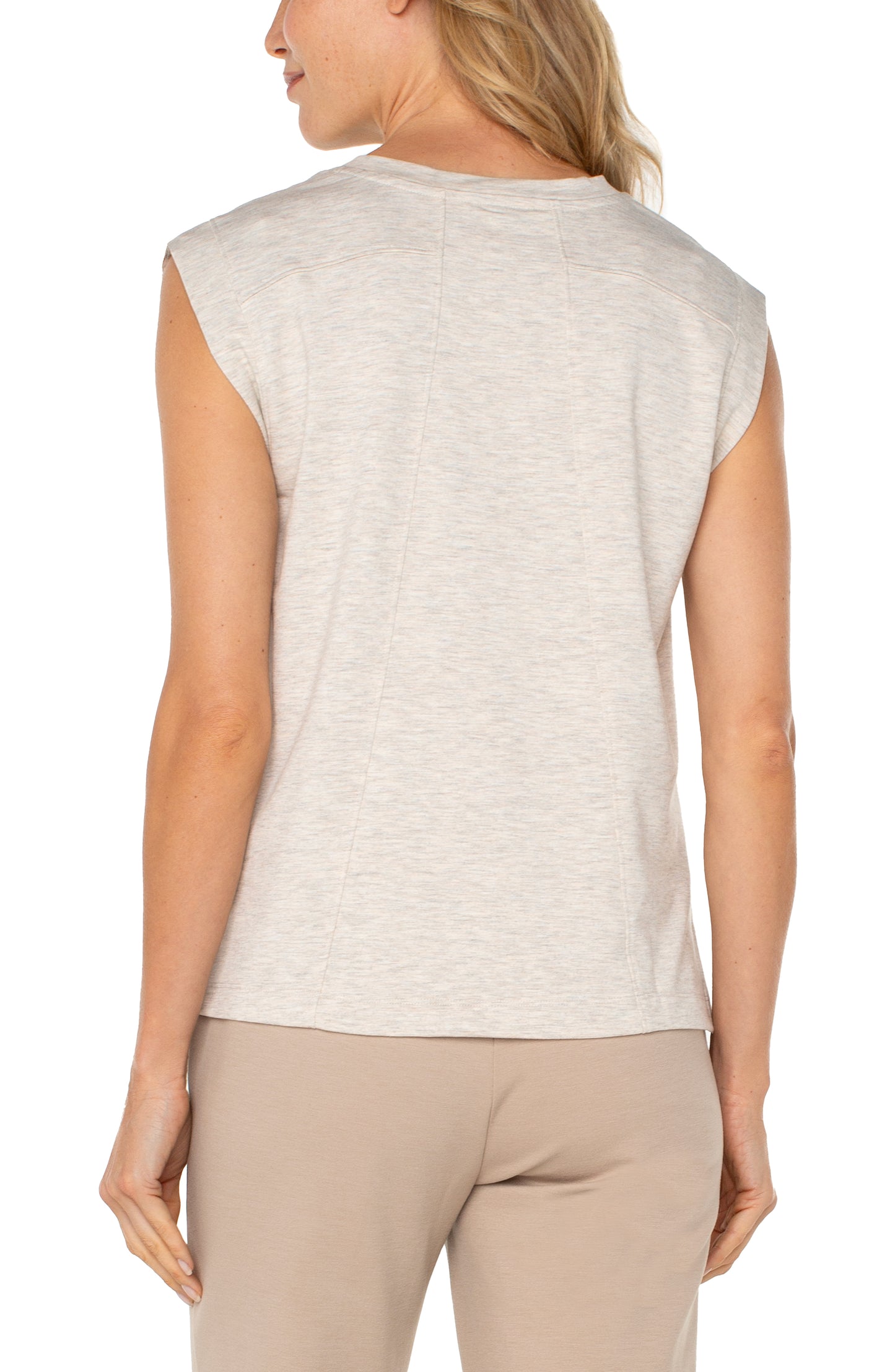 Liverpool Sleeveless Crew Neck Knit Top (Oatmeal Heather)