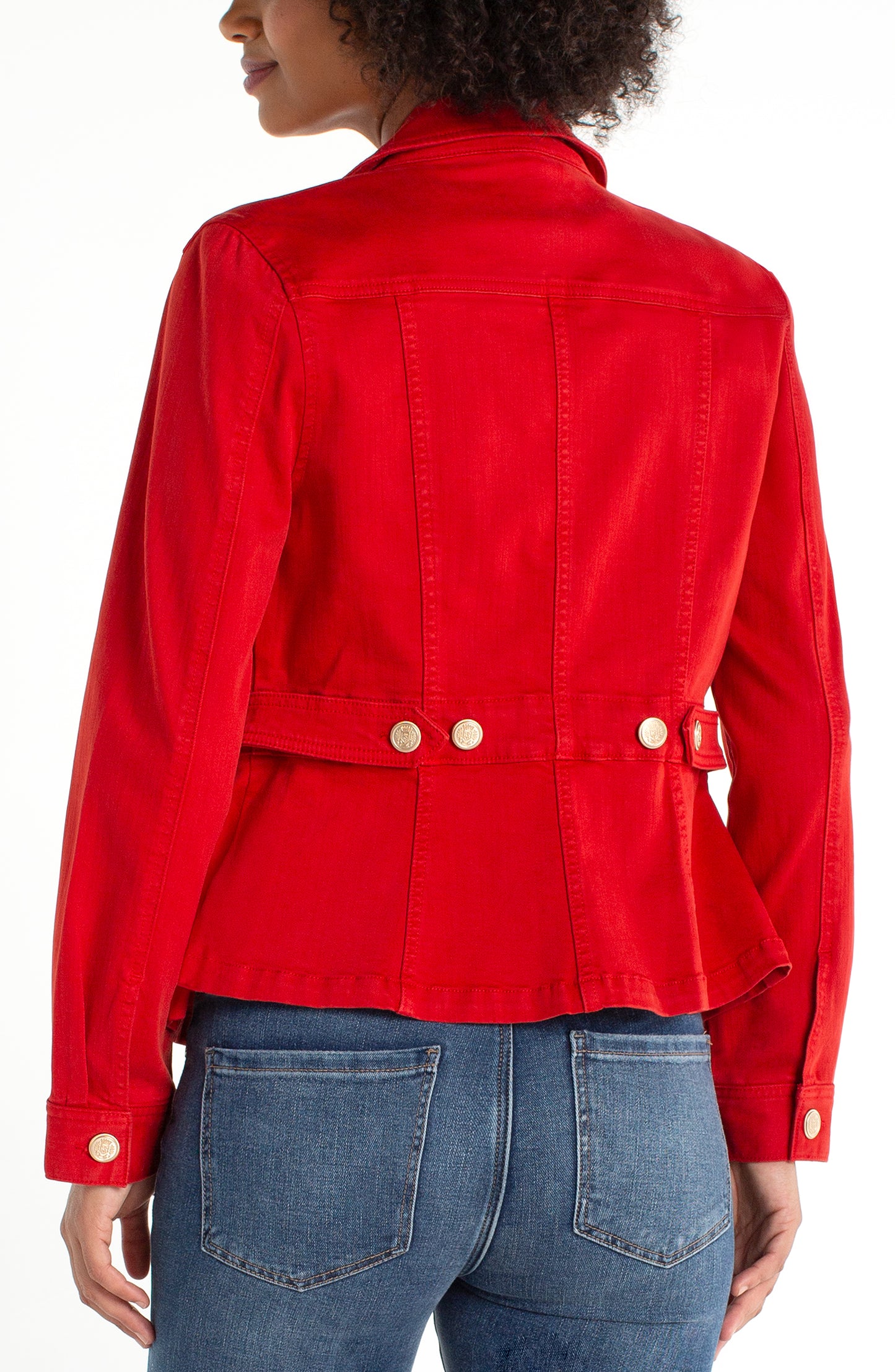 Liverpool Peplum Jacket with Tab Detail (Fire Brick)