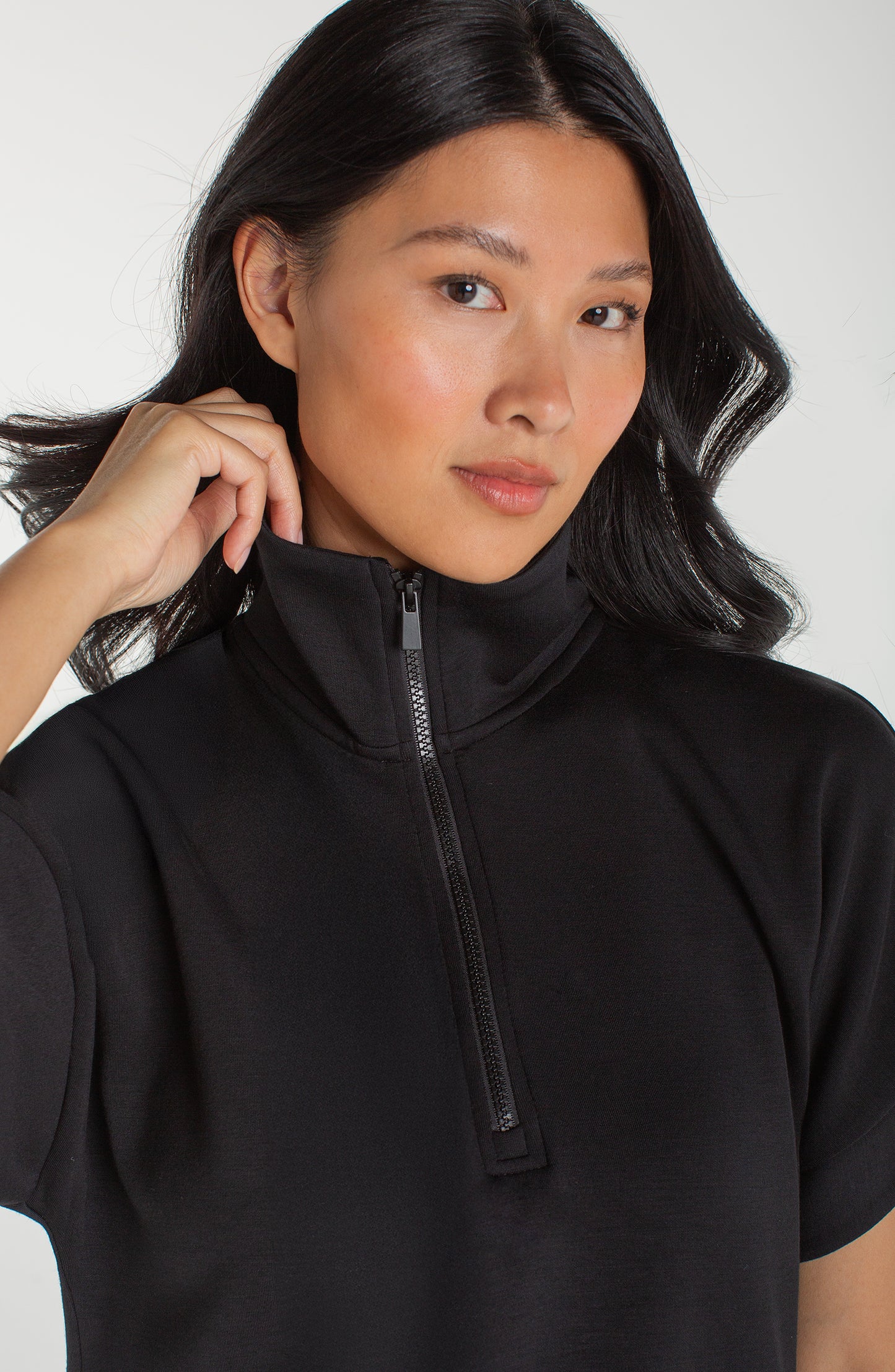 Liverpool Half Zip Popover Top (Black)