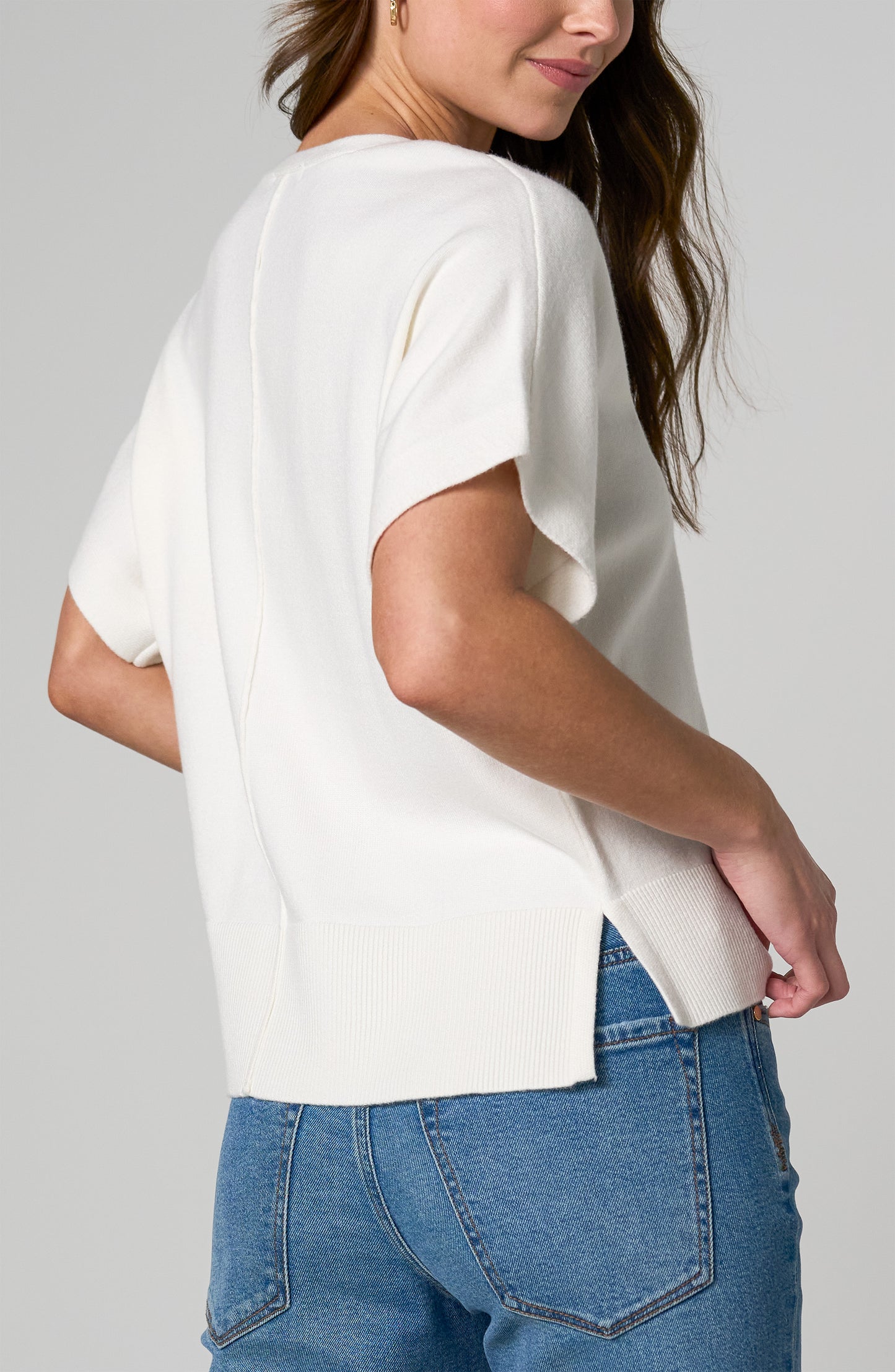 Liverpool Short Sleeve V-Neck Dolman Popover Sweater