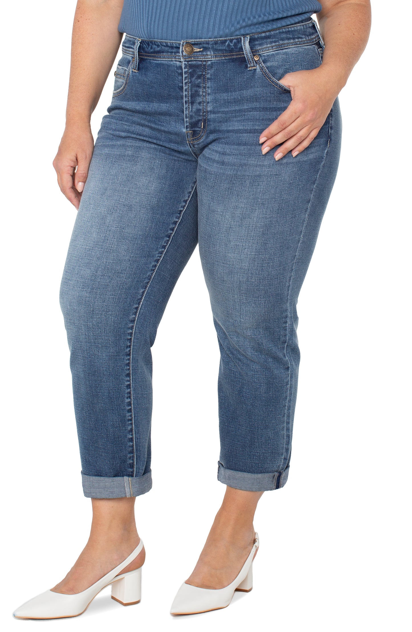 Liverpool The Keeper Boyfriend Rolled Cuff Plus Size (29"/26" inseam) (Pactola)